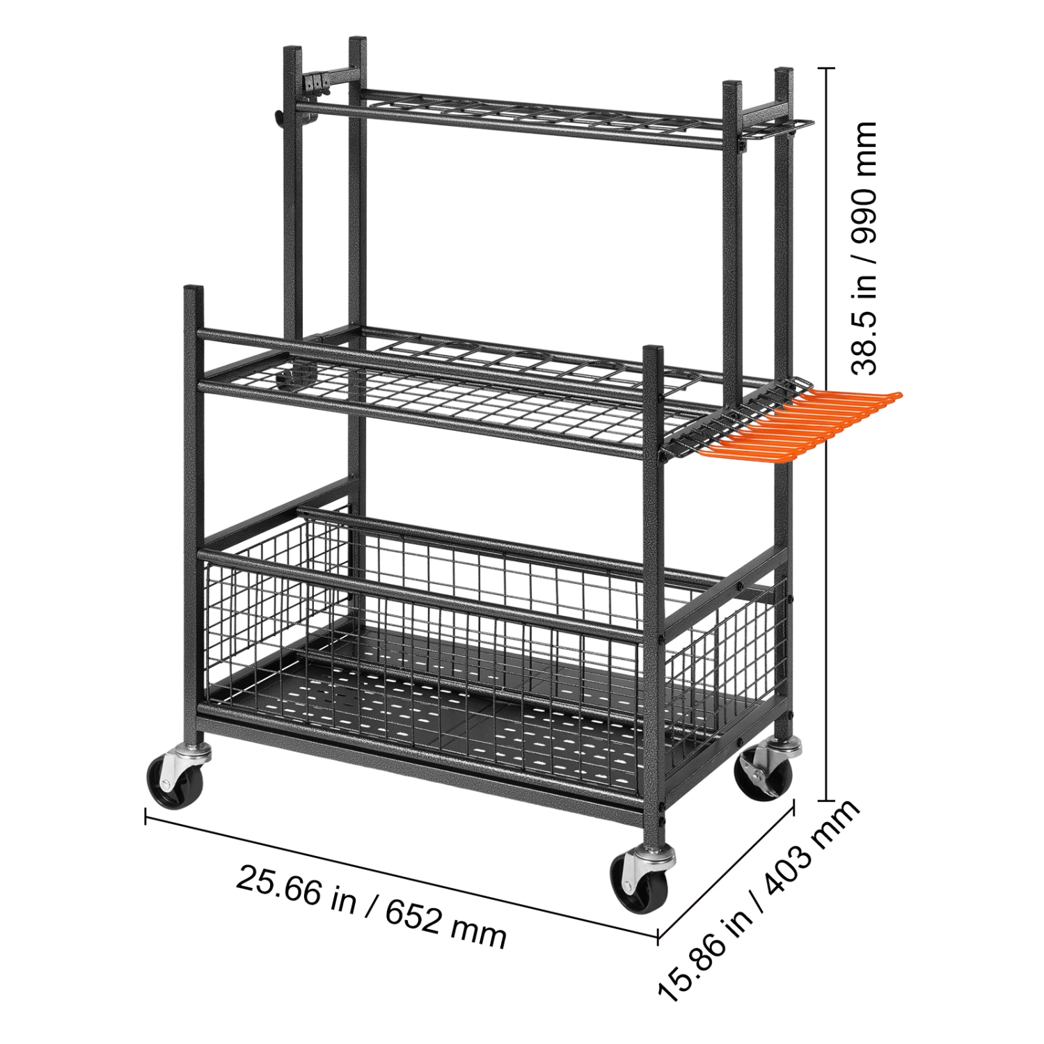 VEVOR 16 Slots Garden Tool Organizer with Hooks,Yard Tool Tower Rack with Wheels for Garage Organization and Storage, Hold Tool/Rake/Broom,Metal Tool