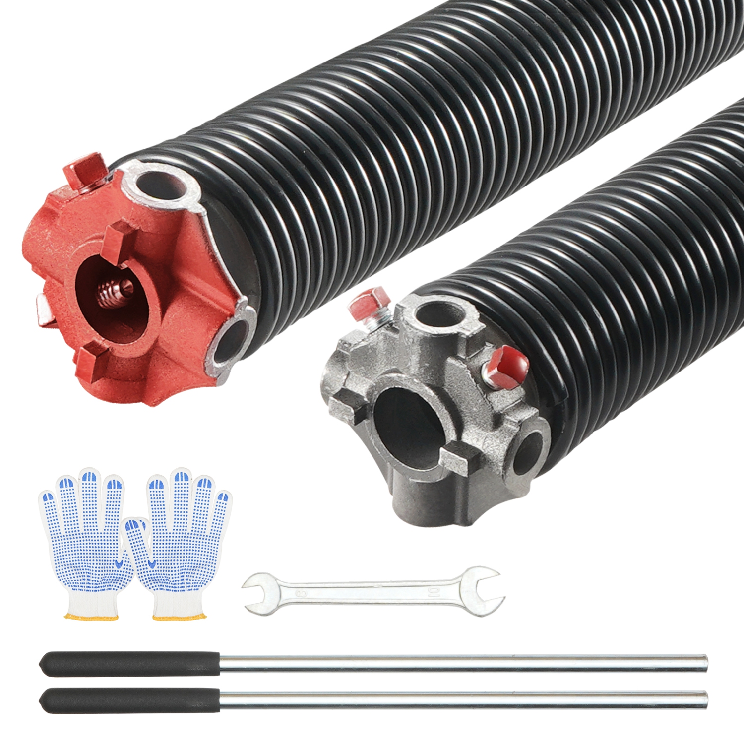 VEVOR 16000 Cycles Garage Door Torsion Springs, Pair of 0.25 x 2 x 30inch, Garage Door Springs with Non-Slip Winding Bars, Mounting Tool and Gloves,