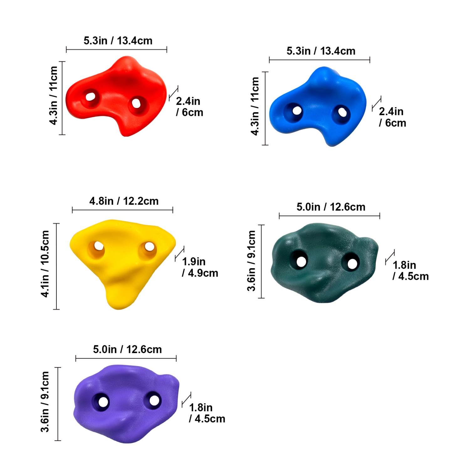 VEVOR 12 Ninja Tree Climbing Kit, 6 Ratchet Straps, and a Climbing Ladder, Climbing Rocks for Kids and Adults Climber, Various Colors and Shapes, for