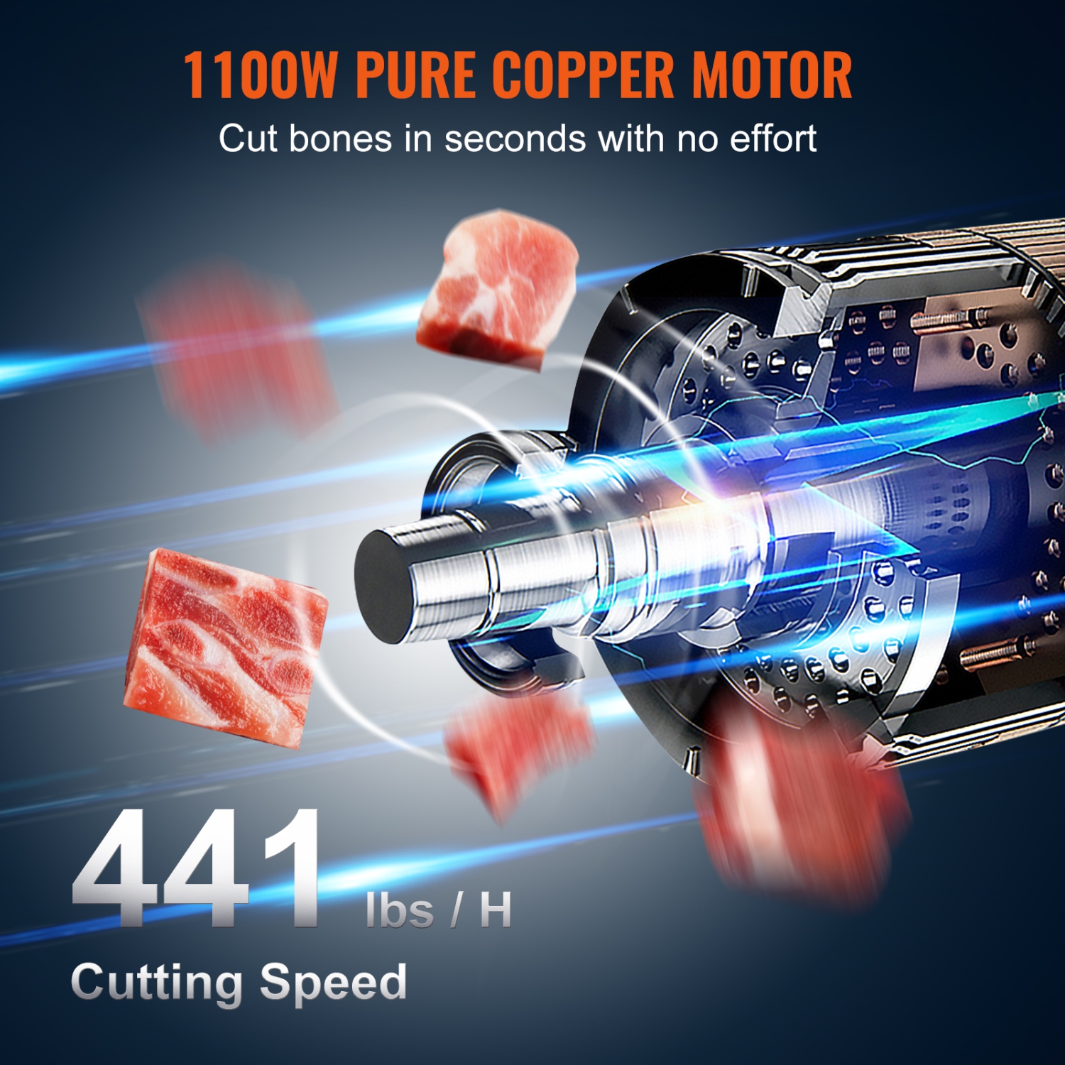 VEVOR 1100W Commercial Electric Meat Bandsaw, Stainless Steel Countertop Bone Sawing Machine,Workbeach 19.3" x 15", 0.16-7.9 Inch Cutting