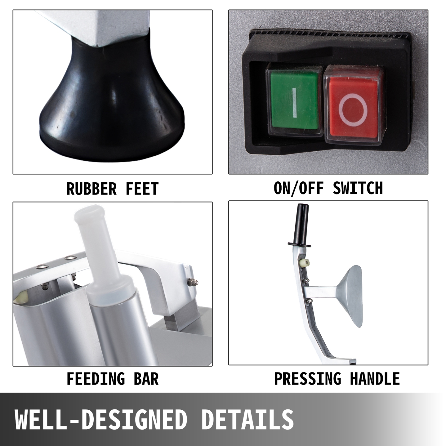 Coupe-fruits et légumes commercial VEVOR 110&nbsp;V 550&nbsp;W Robot culinaire multifonctionnel avec 5 lames amovibles, idéal pour trancher les