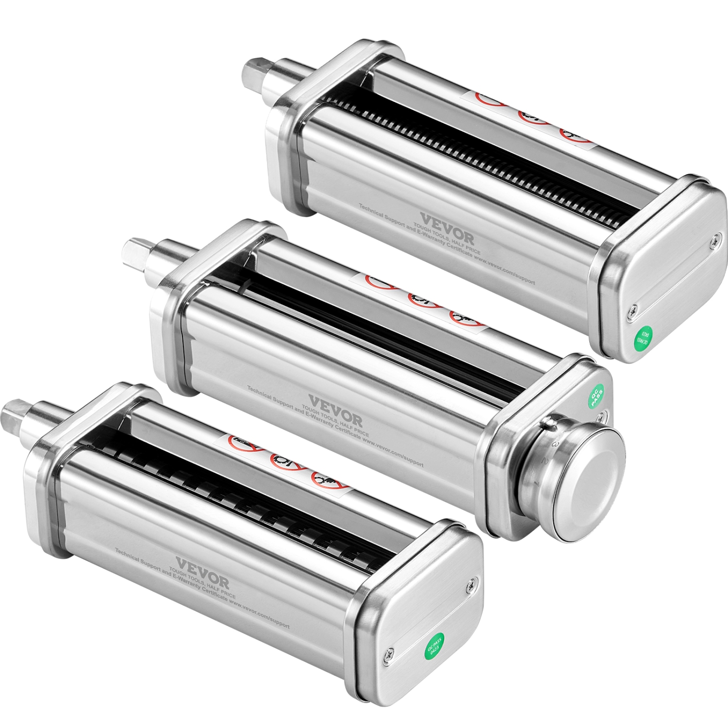 VEVOR 3Pcs Pasta Attachment for KitchenAid Stand Mixer, Stainless Steel Pasta Roller Cutter Set Including Pasta Sheet Roller, Spaghetti , 8