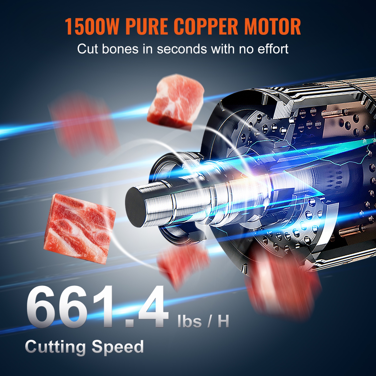 VEVOR 1500W Commercial Electric Meat Bandsaw, Stainless Steel Vertical Bone Sawing Machine, Workbeach 19.3" x 15", 0.16-7.9 Inch Cutting Thickness,