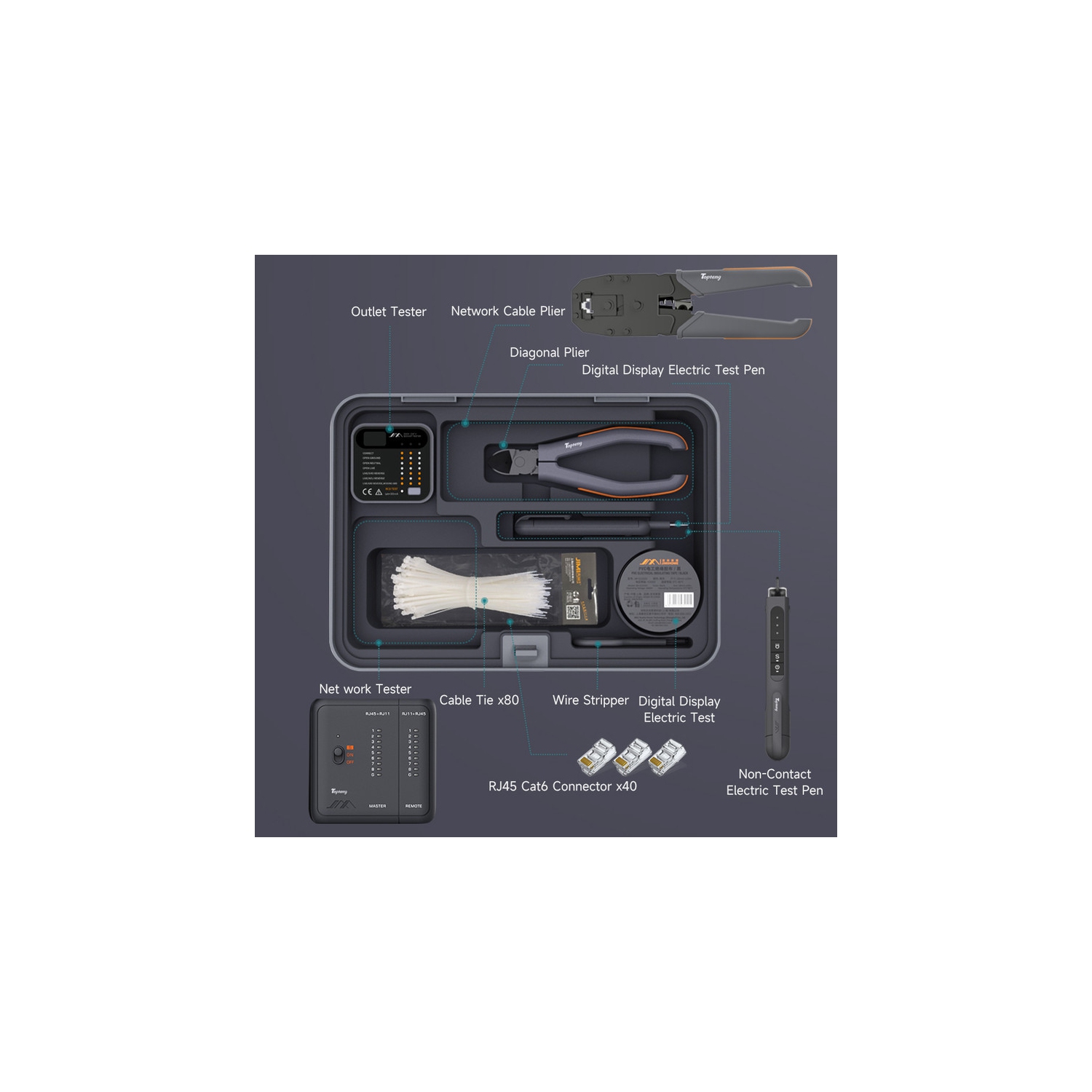 Trousse d'outils de réparation multifonction pour maison et auto et ouvriers de bois Trousse d'outils de ménage générale personnalisable idéale pour