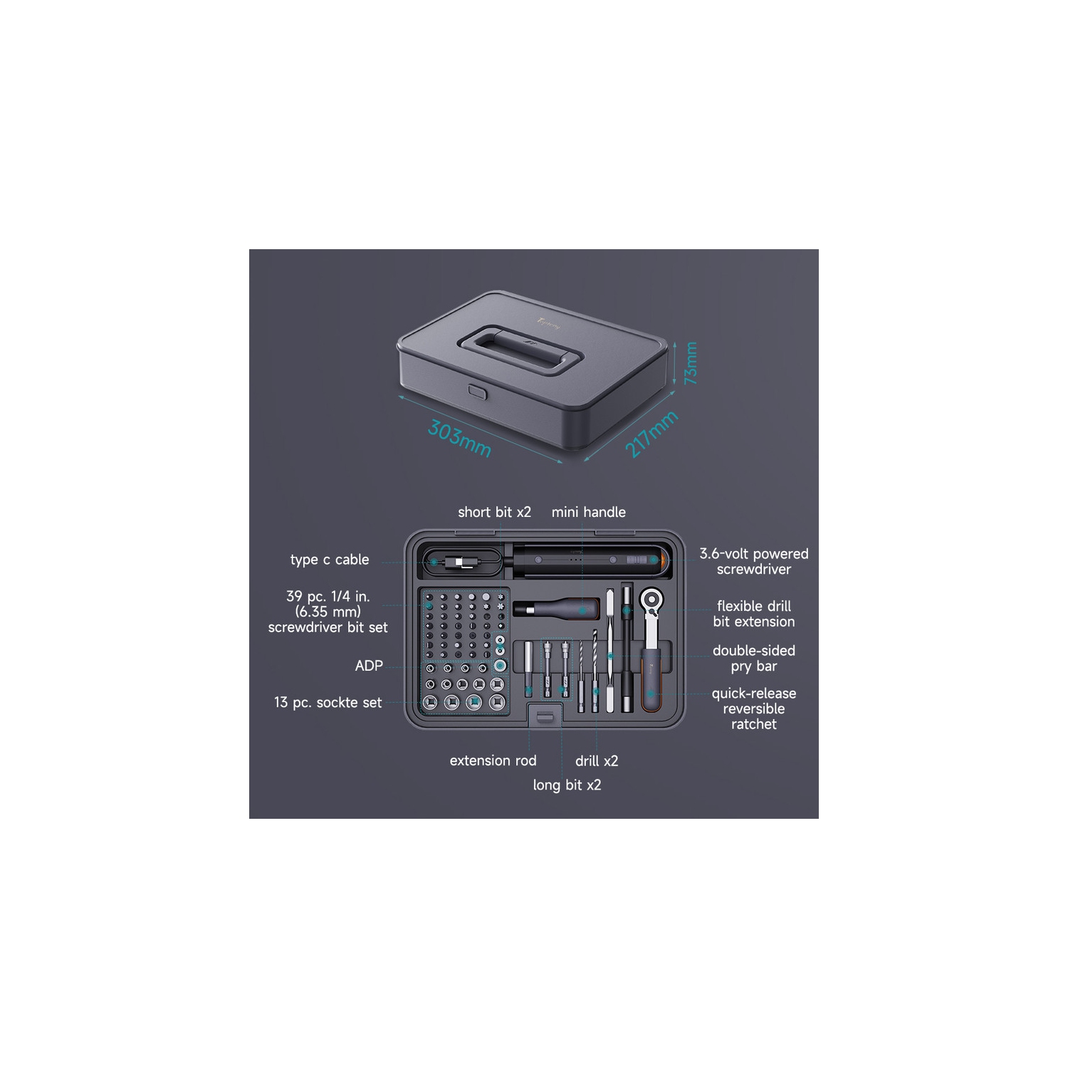 Trousse d'outils de réparation multifonction pour maison et auto et ouvriers de bois Trousse d'outils de ménage générale personnalisable idéale pour