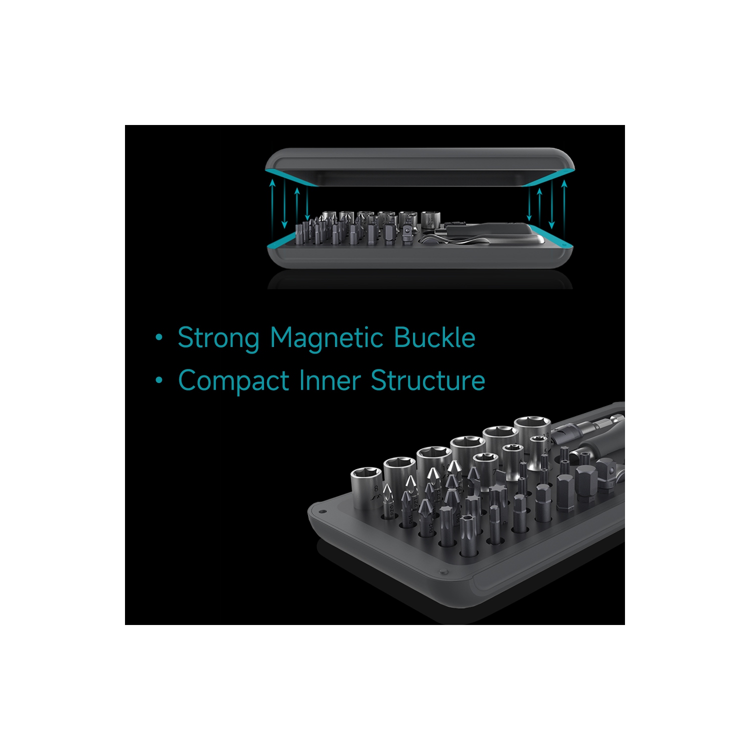 Mini-clé à cliquet et tournevis, 41 pièces, Polycarbonate et Alliage d'acier, Compact et portatif