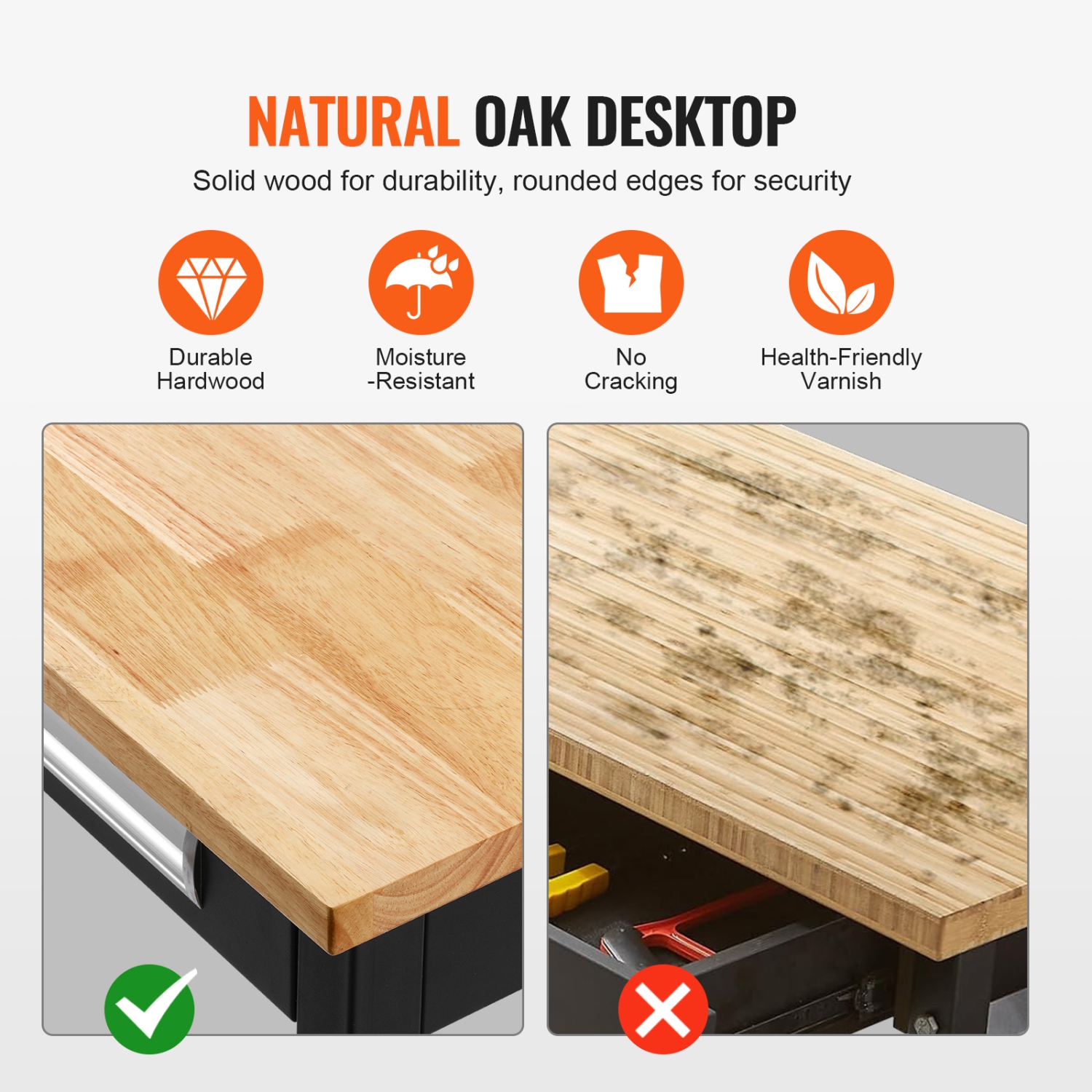 Établi VEVOR de 48&nbsp;po, capacité de charge 1500&nbsp;lb, établi avec tiroirs et roulettes coulissants, établi à roulettes, table de travail à