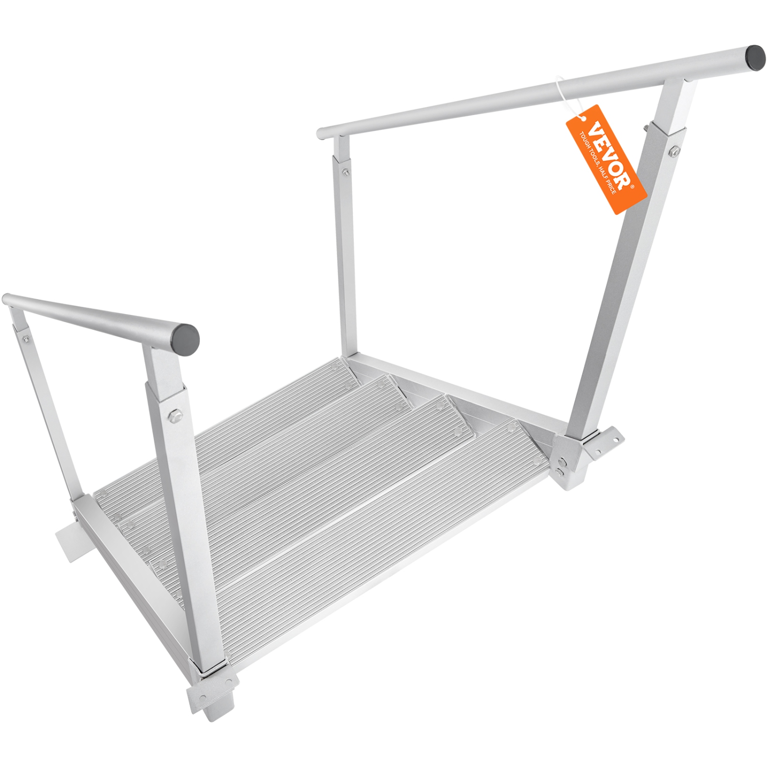 VEVOR 4 Step Dock Ladder, Stairs 30''-38'' Height, 500 lbs Load Capacity, Aluminum Pontoon Boat Ladder with Dual Handrails & Nonslip Rubber Mat for