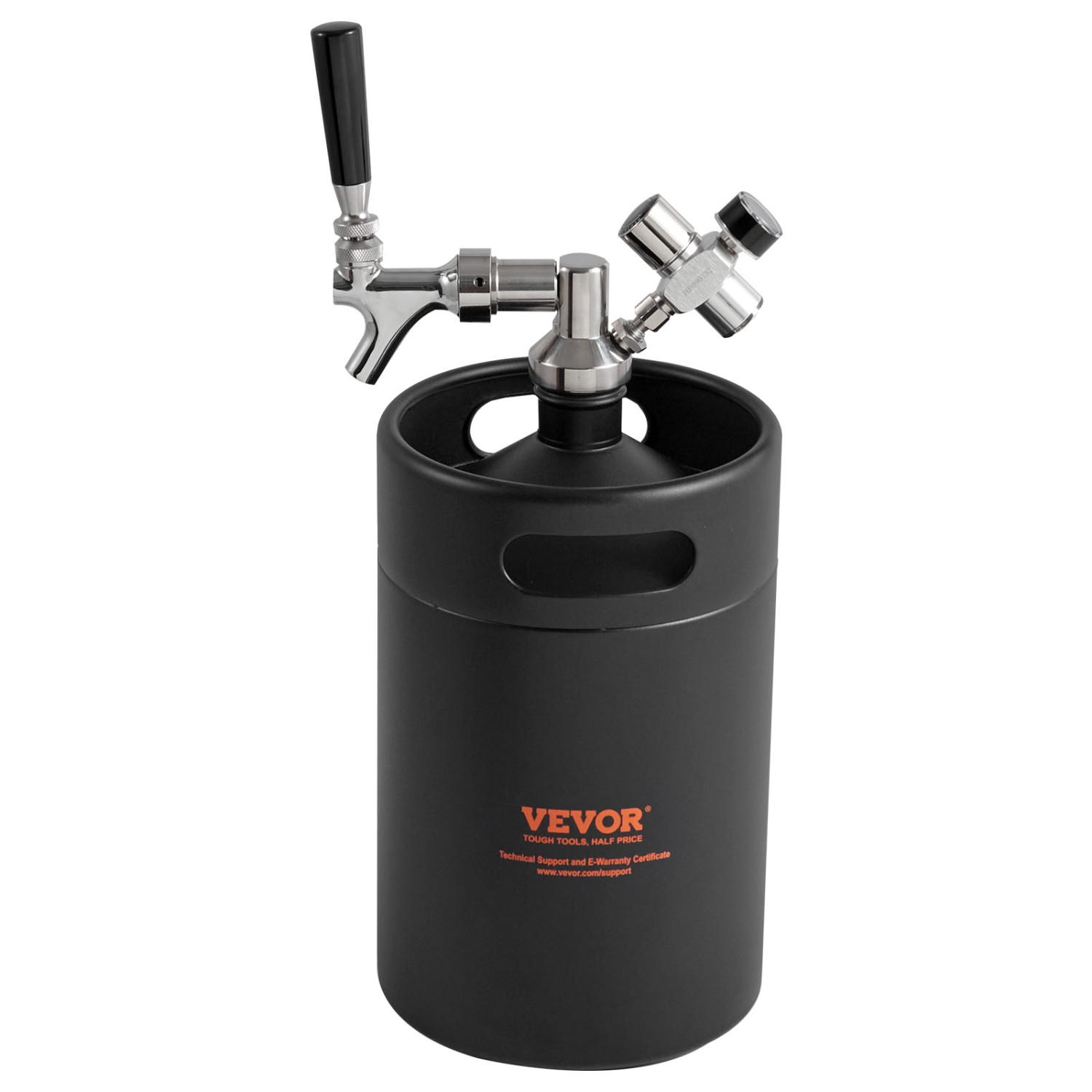 VEVOR 170Oz 5L Beer Growler Tap System, 304 Stainless Steel Pressurized Beer Growler, Keg Growler with Pressure Display, CO2 Regulator Faucet,