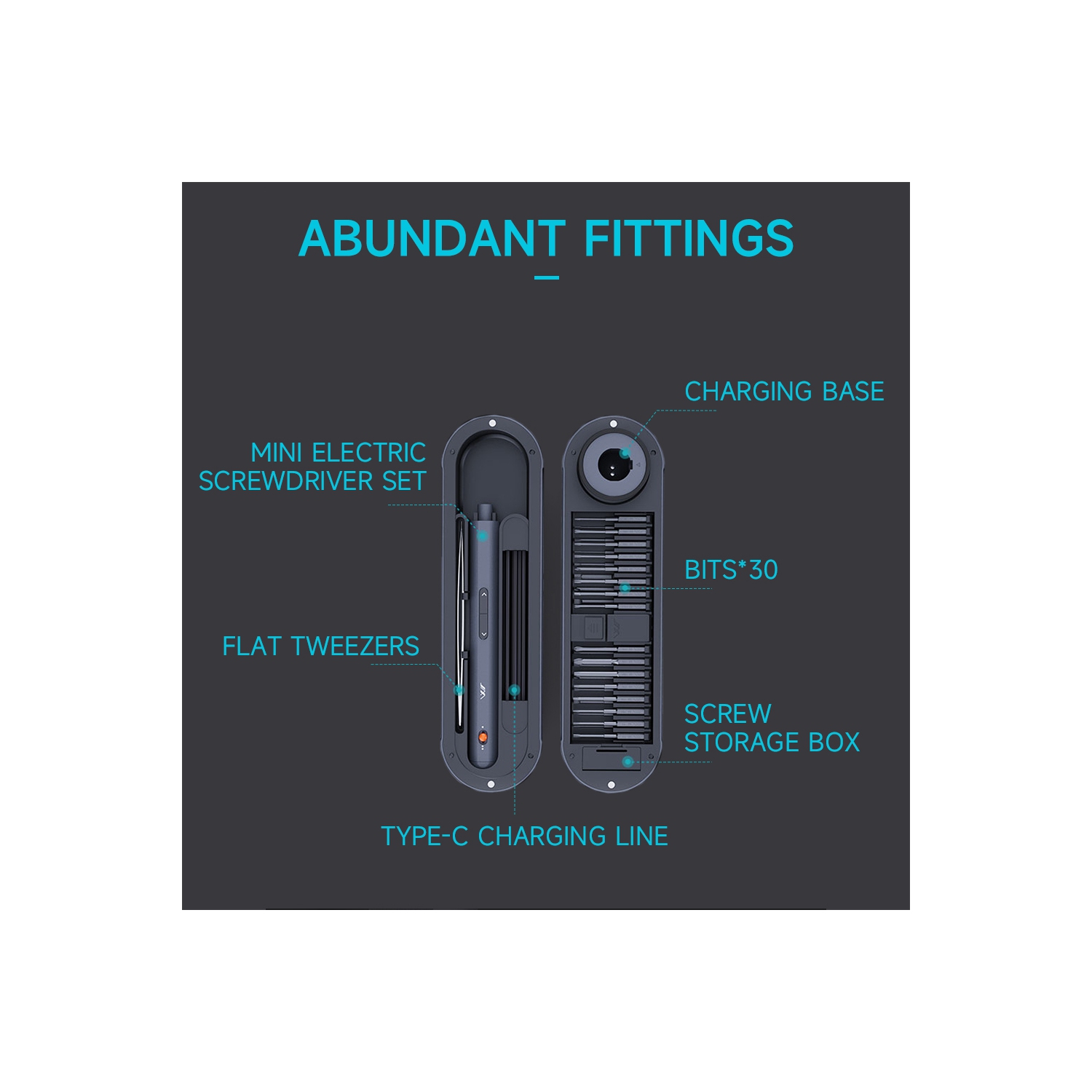 Rechargeable Mini Electric Screwdriver, 0.35N.m Torque, 30 Magnetic Drill Bits, 360° LED Lighting, Magnetic Storage, Perfect for Phone, Camera,