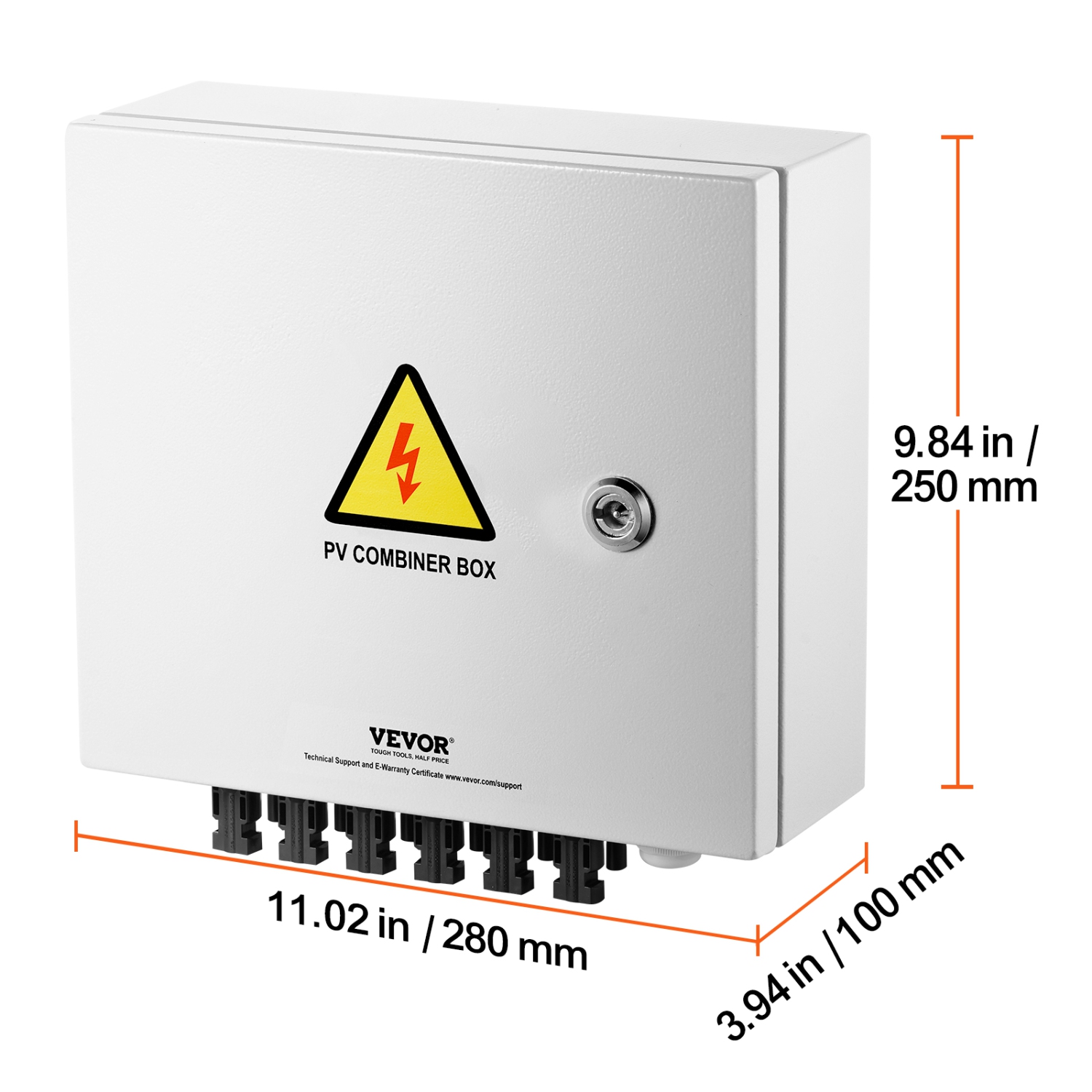 Boîtier de combinaison VEVOR 6 à cordes PV, boîtier de combinaison solaire avec disjoncteur 63&nbsp;A à fusible homologué 10&nbsp;A et connecteur