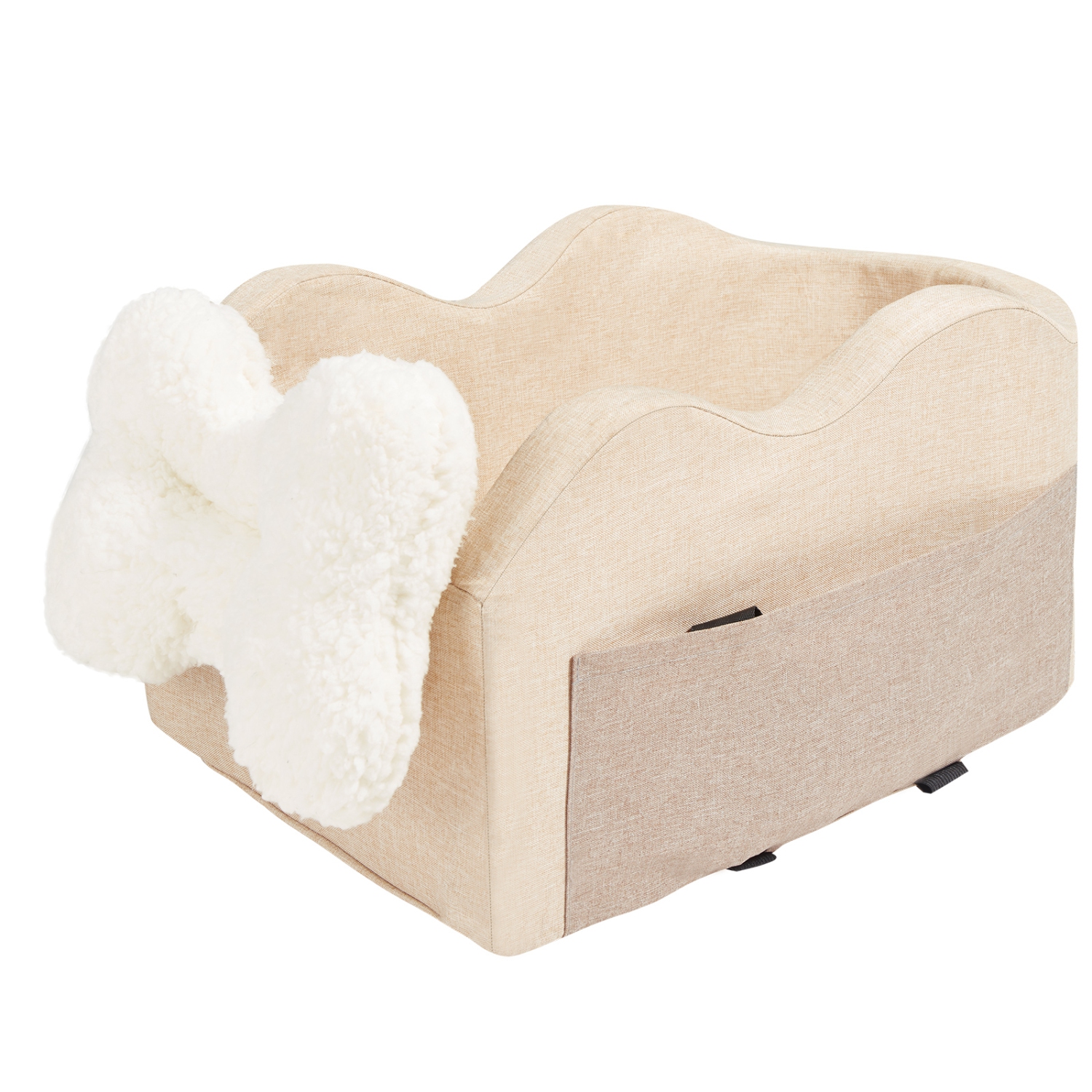 VEVOR Console Dog Car Seat, Center Console Dog Booster Seat for Small Dog, Pet Car Seat for Car Armrest with Clip-On Leash, Adjustable Straps,