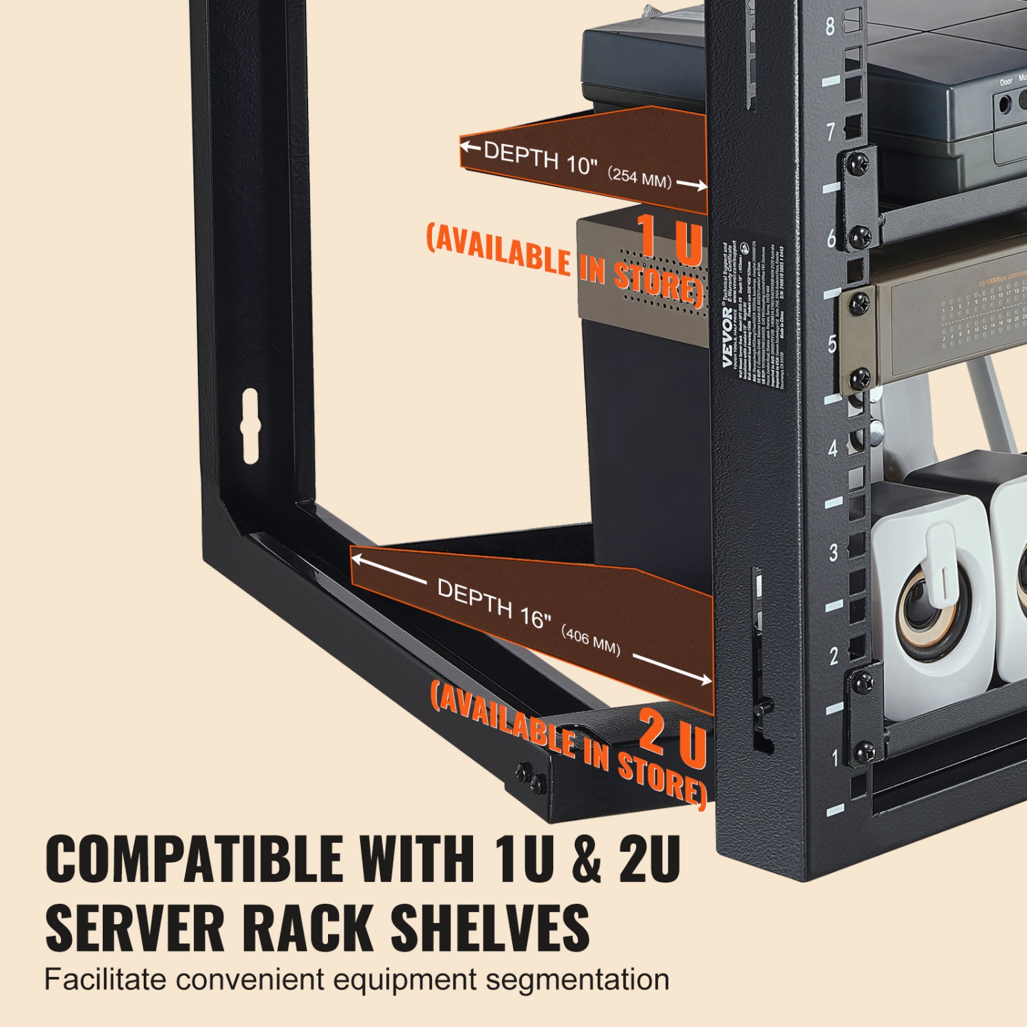 VEVOR 9U Wall Mount Rack, 150 lbs Max Load Capacity, Open Frame Server Network Rack with Cage Nuts Screws, Carbon Steel 20.9 x 17.7 x 20.5" for 19"