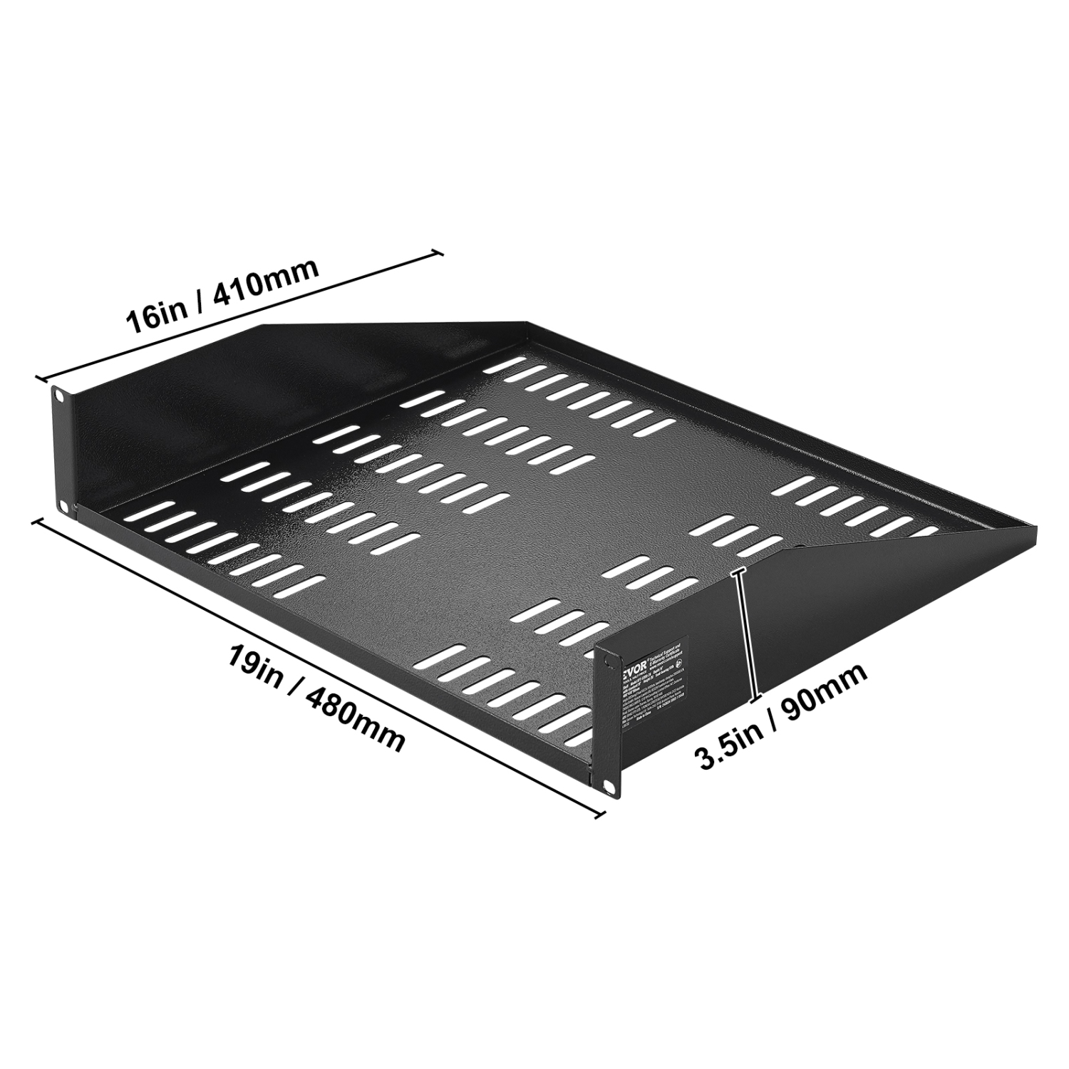 VEVOR 2U Server Rack Shelf, 16" Depth, 50lbs Max Load Capacity Vented Cantilever or Wall Mount Rack Mount Shelf with Tray, Good Air Circulation for