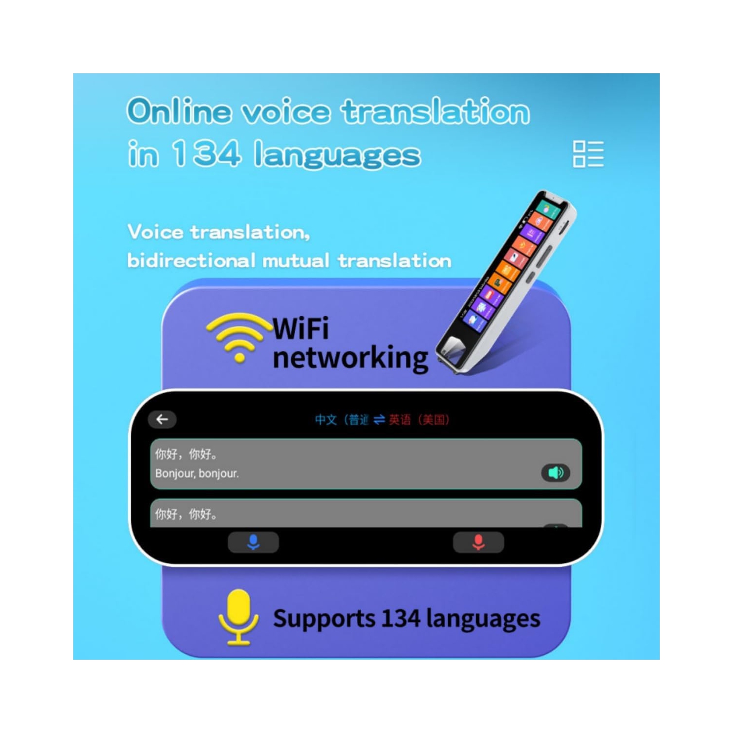 Pen Scanner Function OCR Digital Scanning Translator Smart Pen Reader 134 Languages Translation Scanning Reading Pen