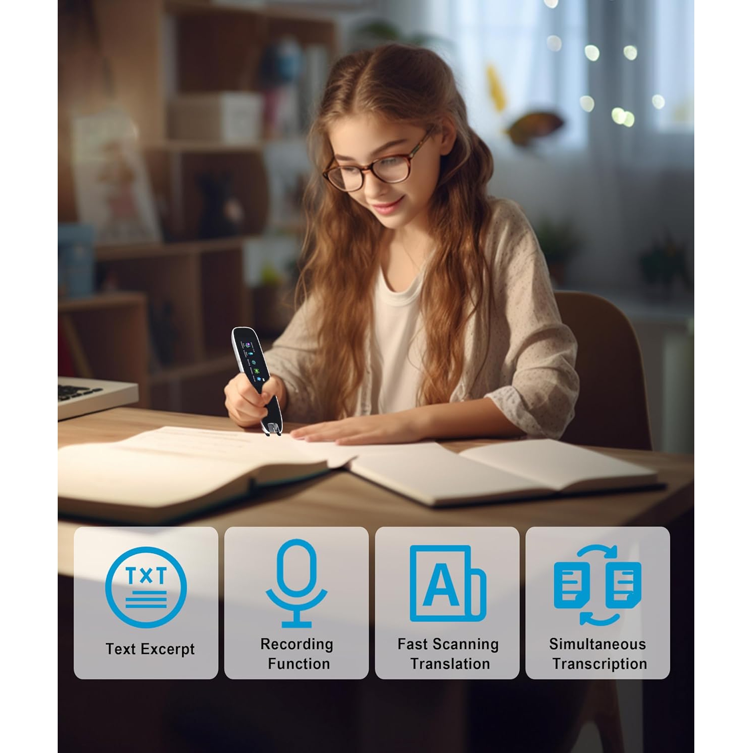 Language electronic translation pen, reading scanning pen, multi-language translation pen suitable for children, adults, learning, travel, business