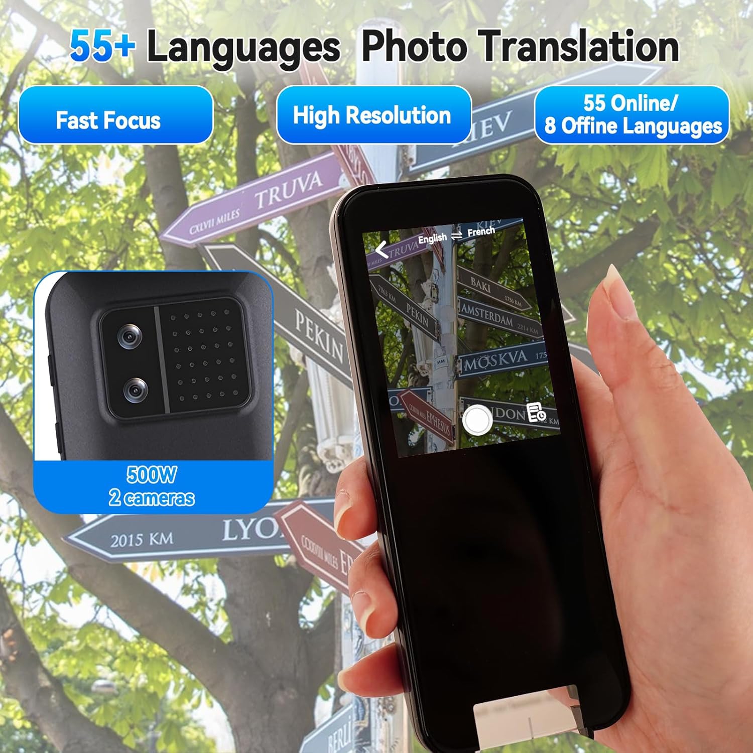 2-in-1 language translation scanning pen, large screen intelligent scanning pen, 113 languages ​​online translation, offline/photo/voice translation