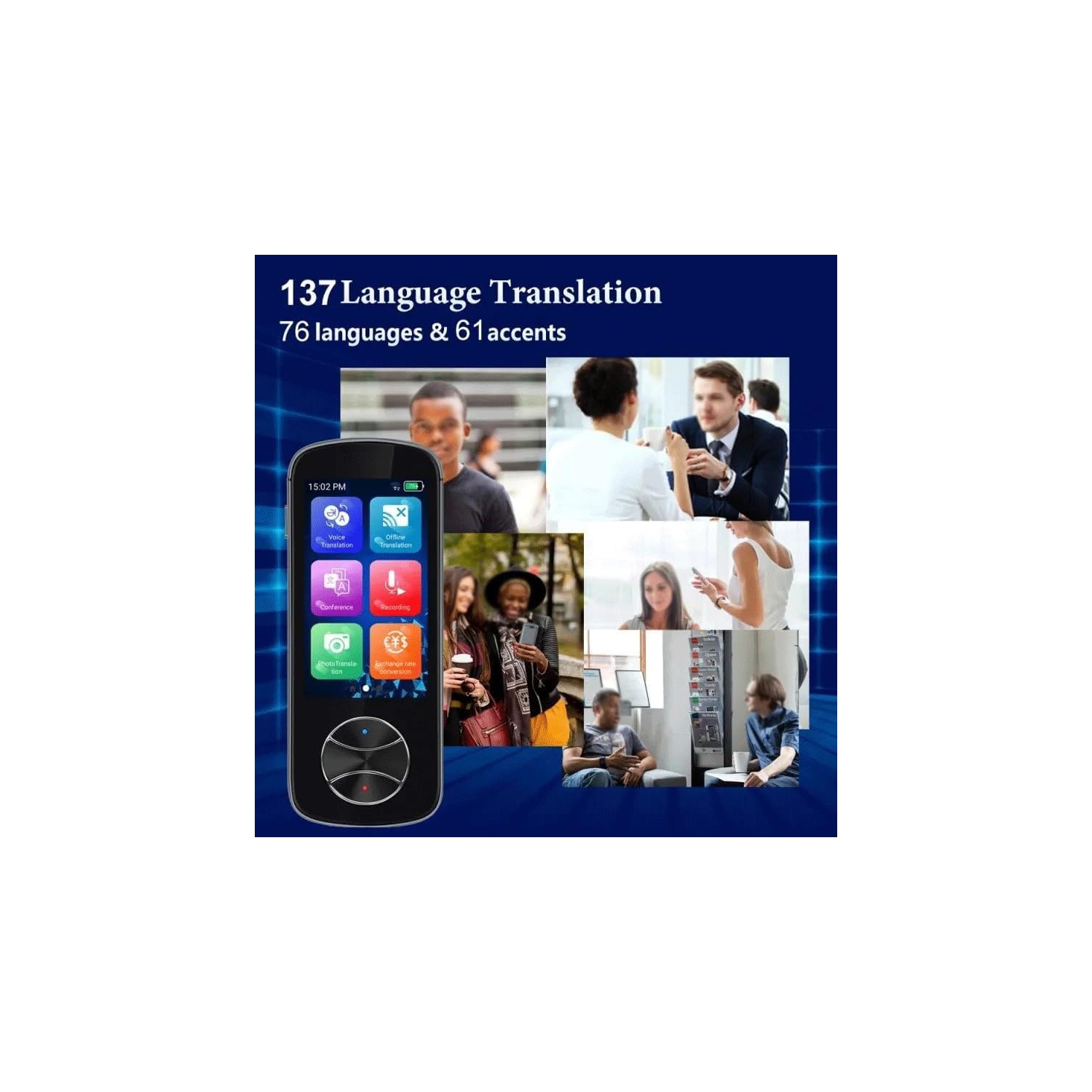 Stylo de traduction portable, gris, pour enregistrement bidirectionnel en temps réel hors ligne et traduction de photos