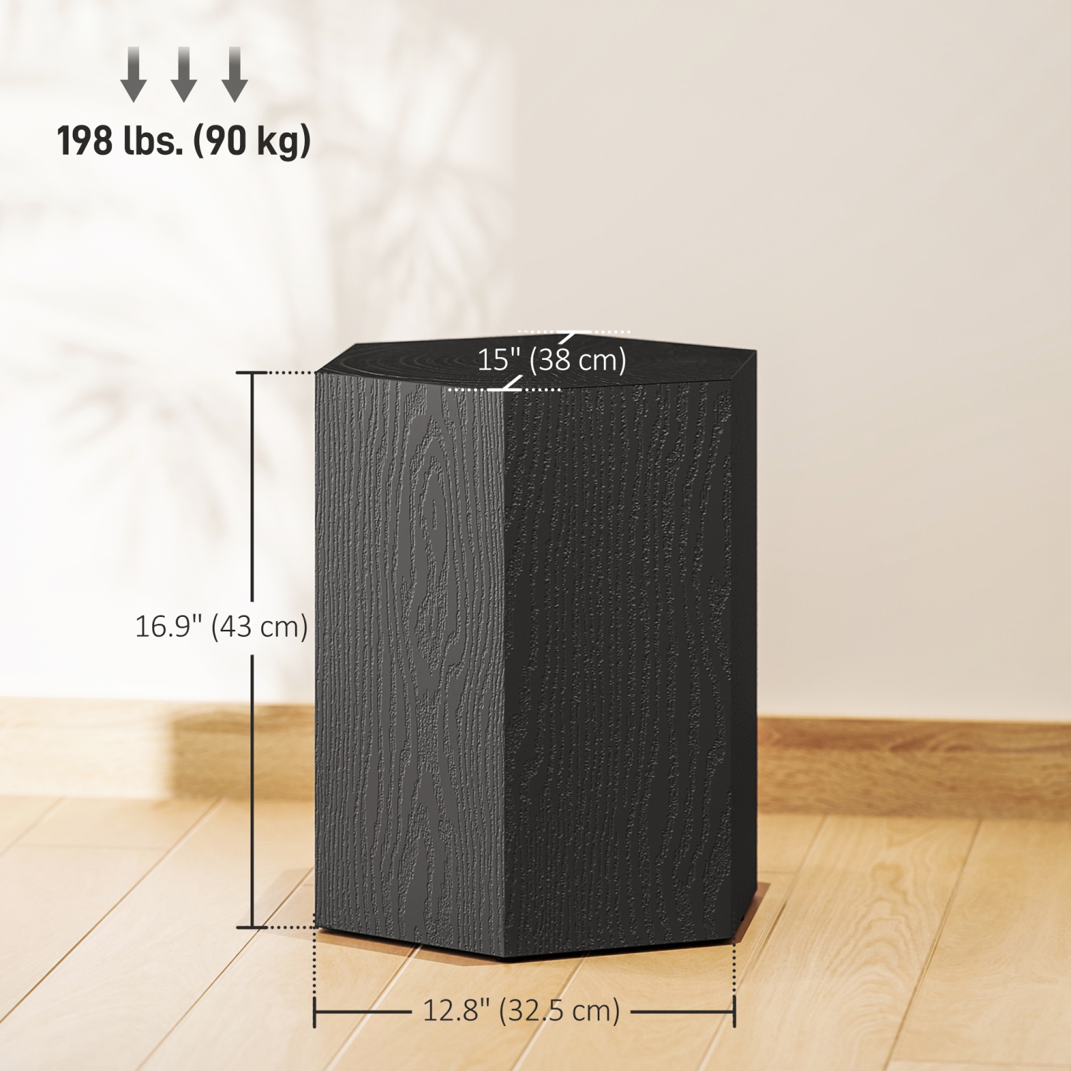 HOMCOM – Table d'appoint au fini béton, table d'appoint légère, table de bout hexagonale de 17 po, 4 pieds réglables pour l'intérieur et