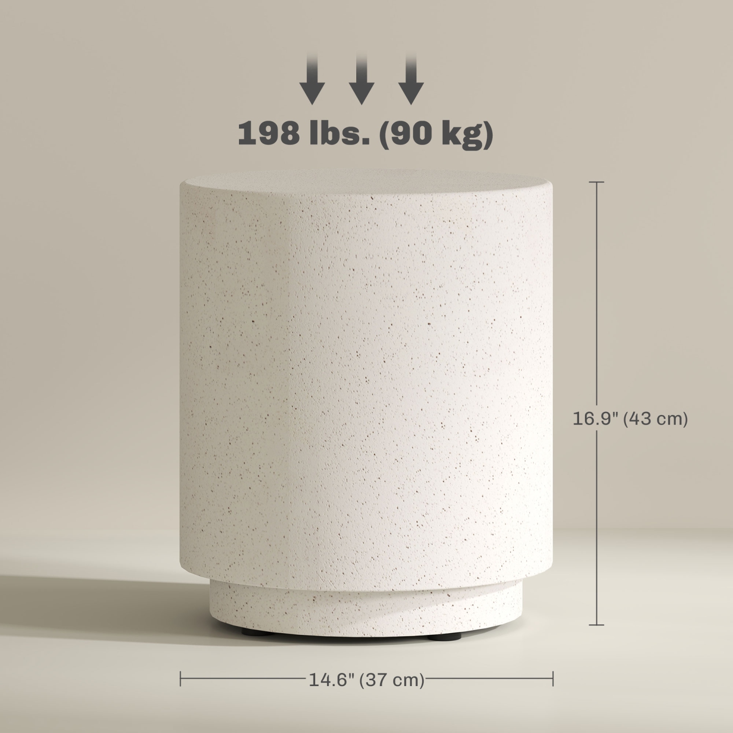 HOMCOM – Table d'appoint au fini béton, table d'appoint légère, table de bout ronde de patio de 17 po avec 4 pieds réglables pour l'intérieur et