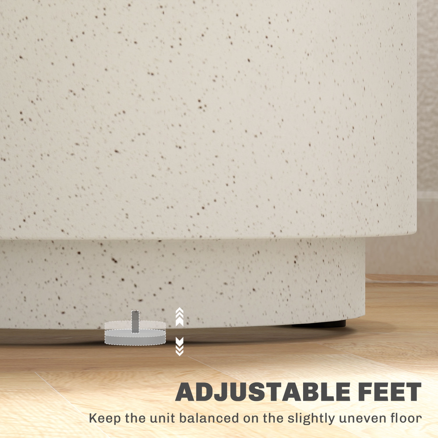 HOMCOM – Table d'appoint au fini béton, table d'appoint légère, table de bout ronde de patio de 17 po avec 4 pieds réglables pour l'intérieur et