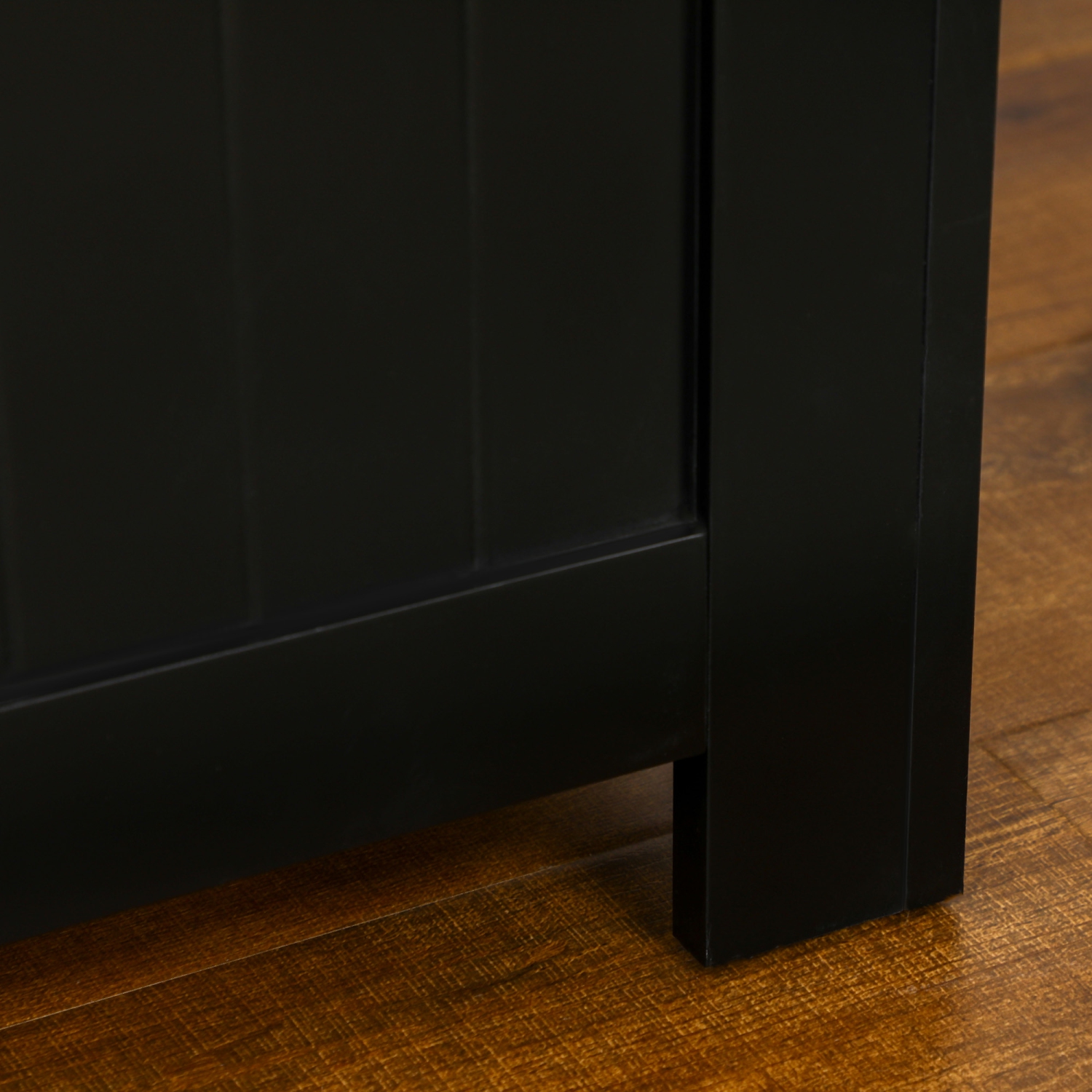 HOMCOM Storage Chest, Modern Storage Trunk with 2 Safety Hinges and Flip-Top Lid, Blanket Box for Living Room, Black