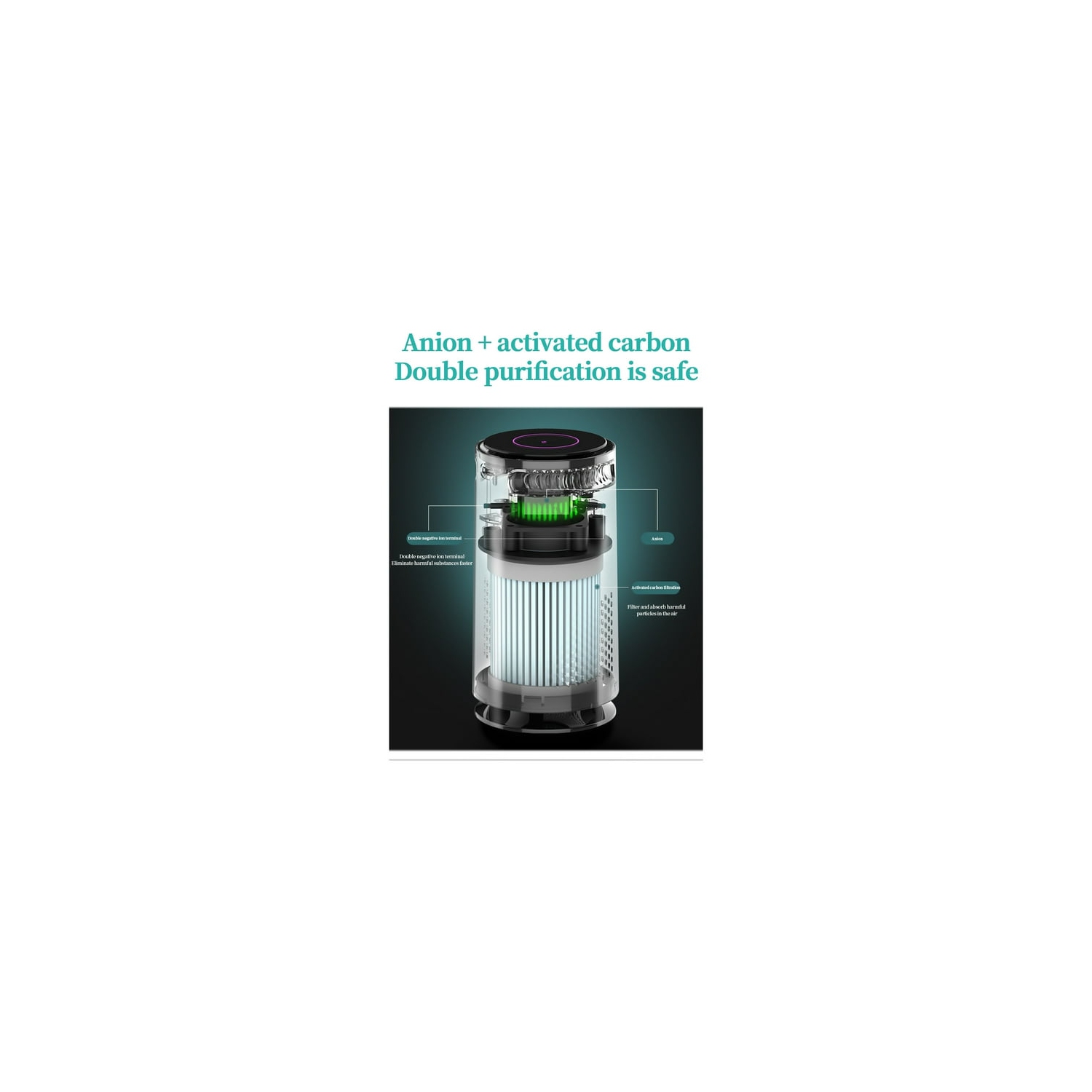 Car negative ion air purifier - removes formaldehyde, odor, sterilizes negative ions, ambient light, silent, suitable for use in the cab and office