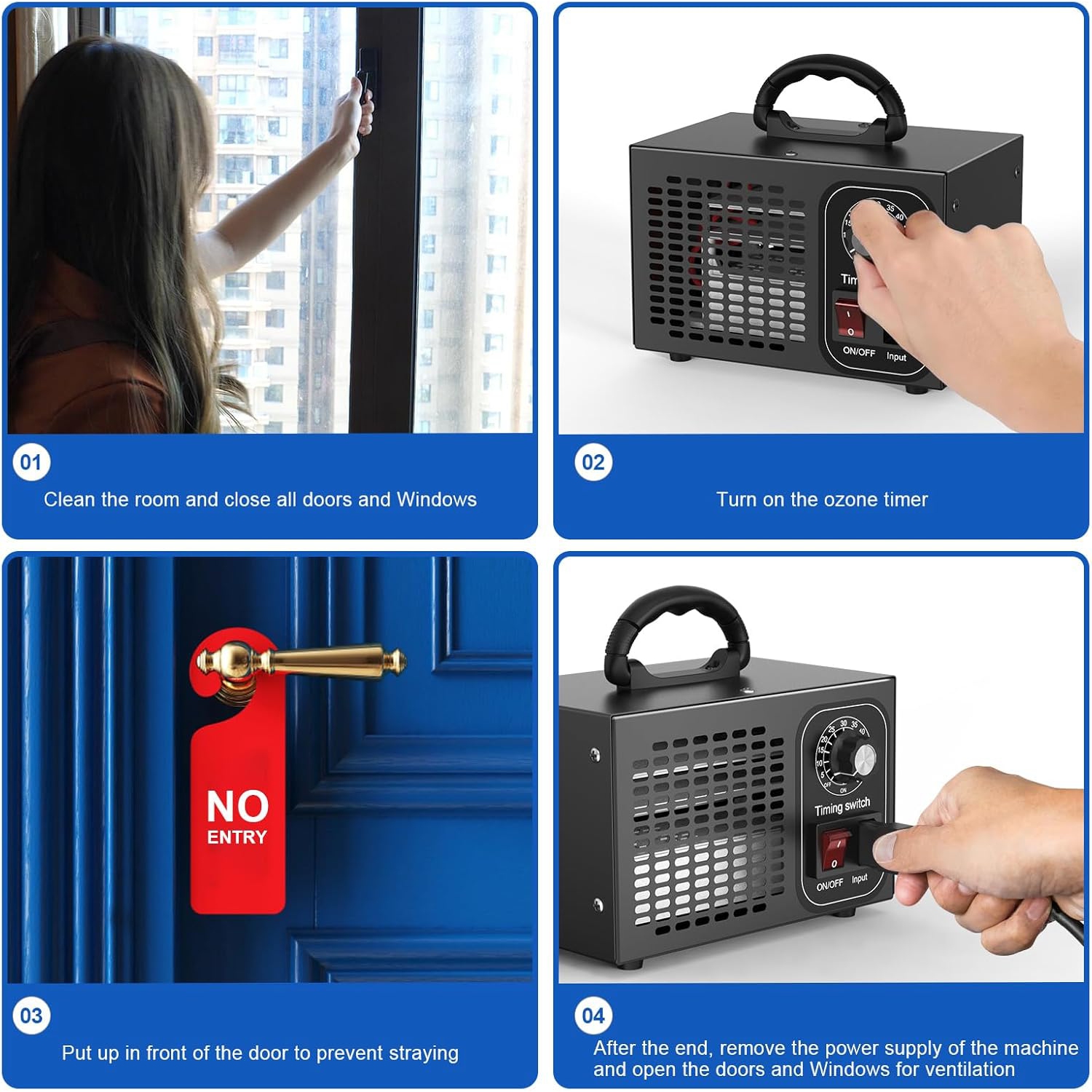 60,000mg/h Ozone Generator – 60g/h Output, Suitable for 120m2 Space | Removes Odors, Mold, etc. | Timing Energy Saving, Air Purifier Home Armored