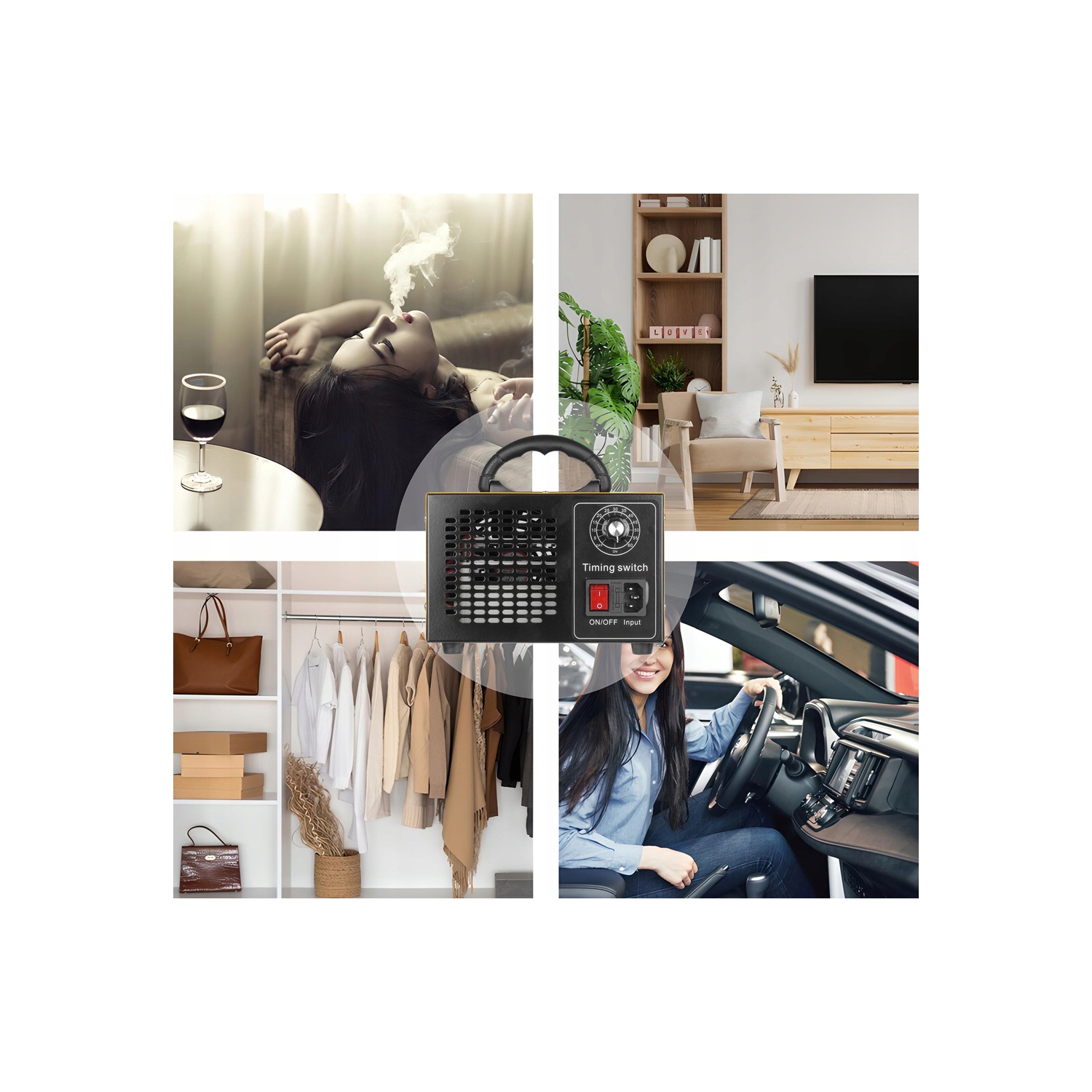 Purificateur d'air professionnel Ozone – Sortie de 60&nbsp;g/h | Élimine la fumée maison/voiture, les odeurs d'animaux, les odeurs de formaldéhyde,