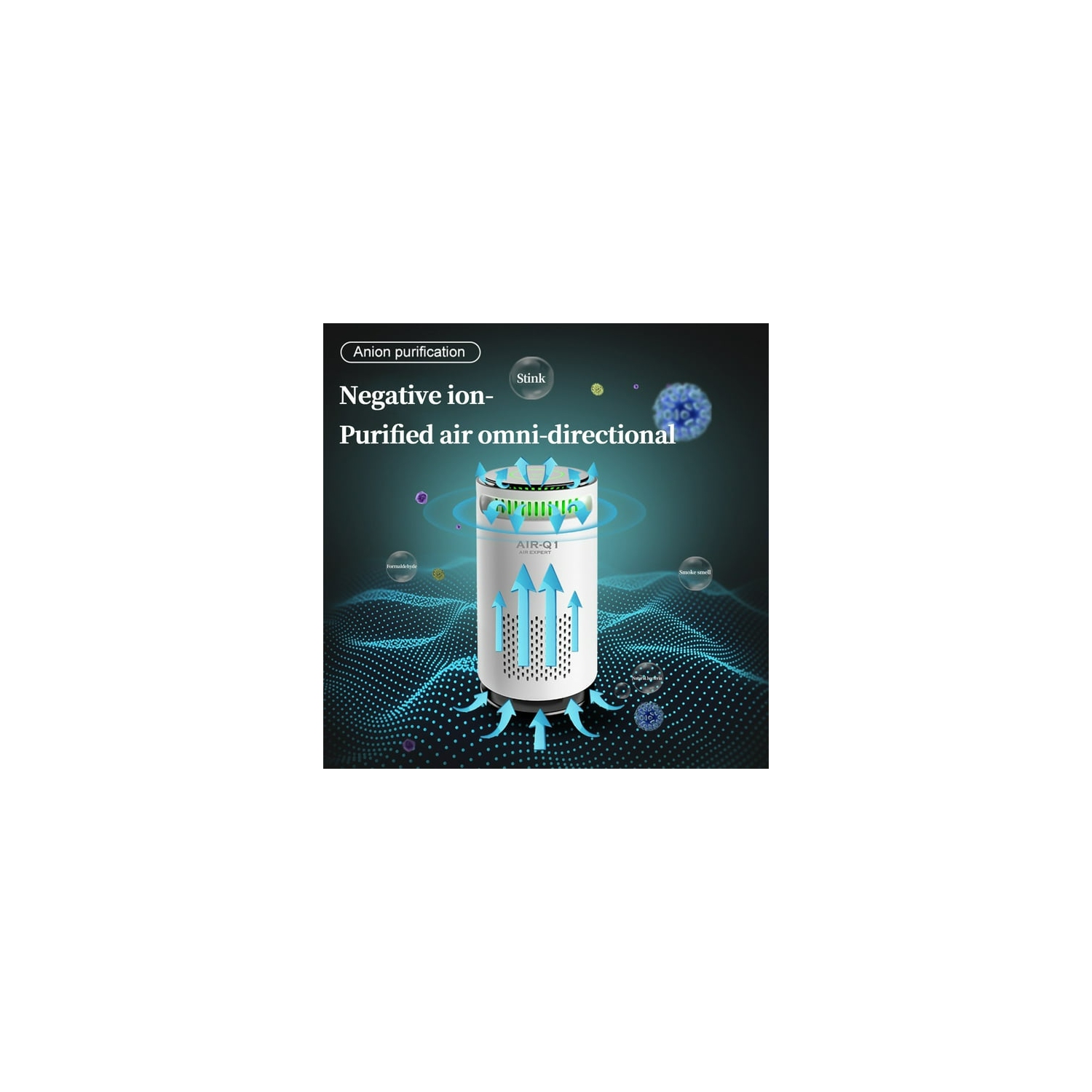 Car negative ion air purifier - removes formaldehyde, odor, sterilizes negative ions, ambient light, silent, suitable for use in the cab and office