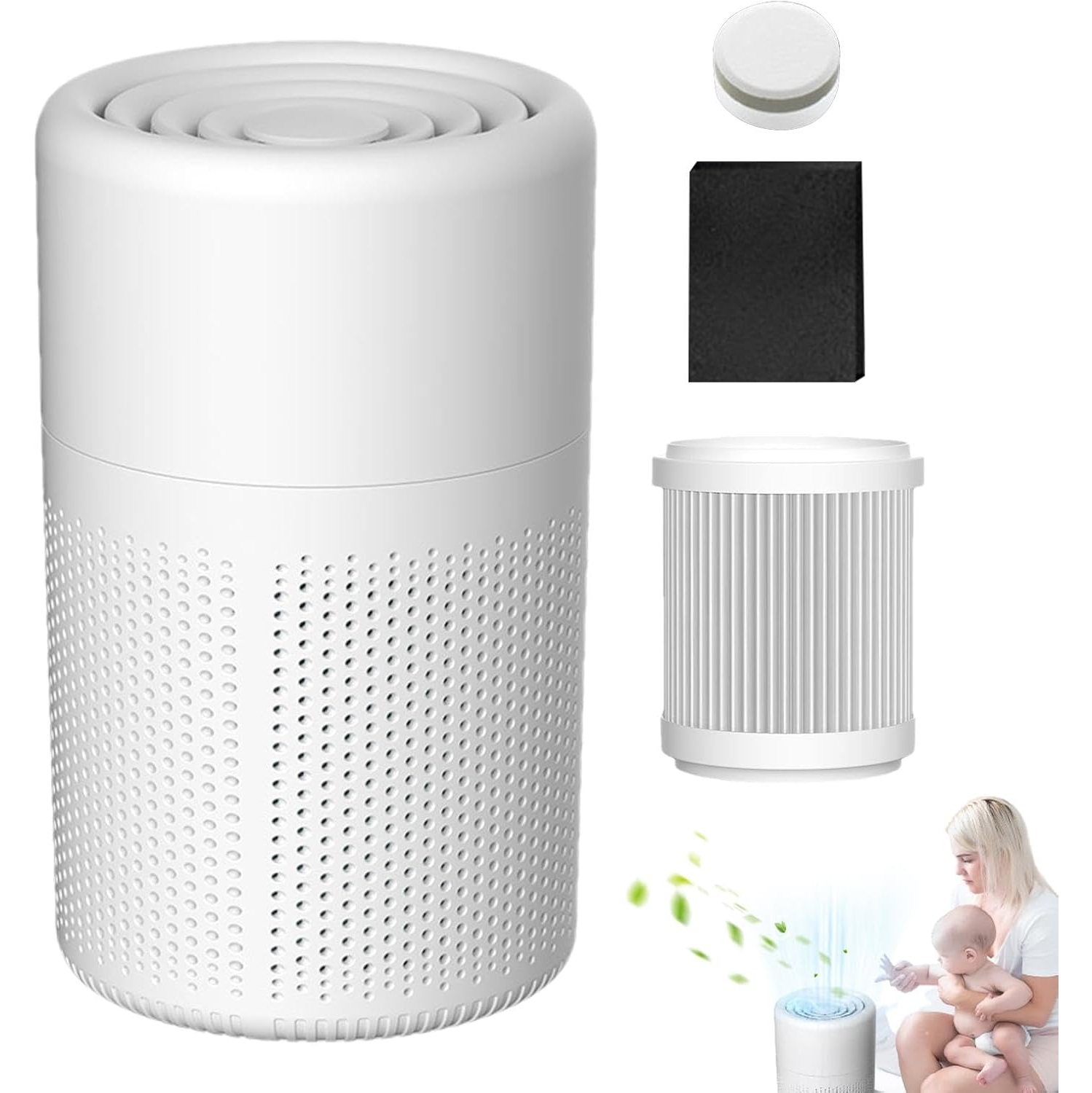 Portable Air Purifier - 3-Stage Filtration, Ultra-Quiet 28dB, Stylish Design for Home, Office, Dorm - Perfect Gift for Pet Lovers & Allergies