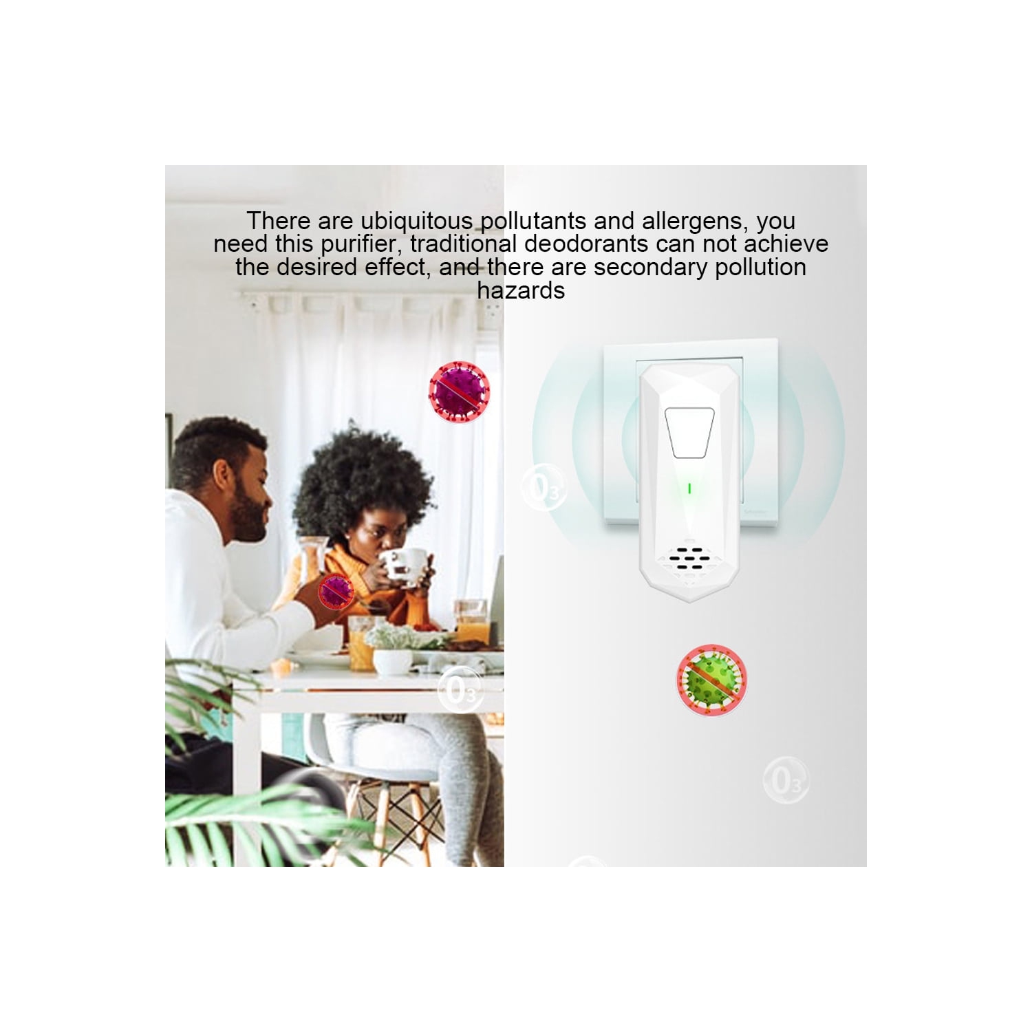 Negative Ion Air Freshener Air Purifier - Deodorizer, Quiet and Portable - Plug-in Air Freshener for Home, Bathroom, Pet Room and Travel(2 pieces)