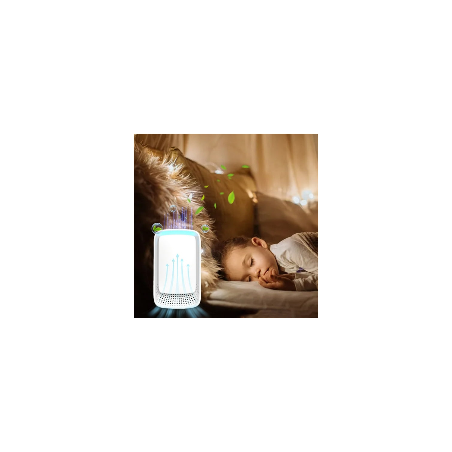 Mini air purifier, car filter, home purifier - fast 10-minute purification, portable and quiet, one-button operation - ideal for home, office and