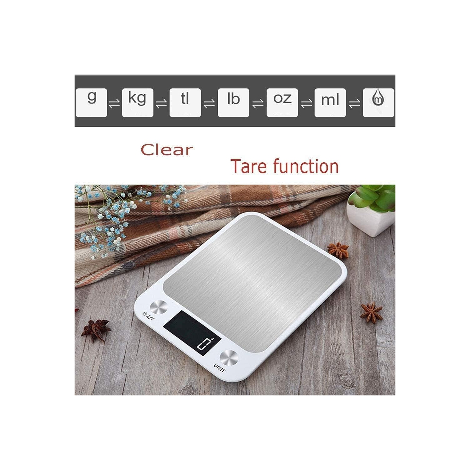 Electronic scale digital kitchen scale, electronic cooking food scale, ultra-thin design, accurate weighing, home + kitchen, metric grams + imperial