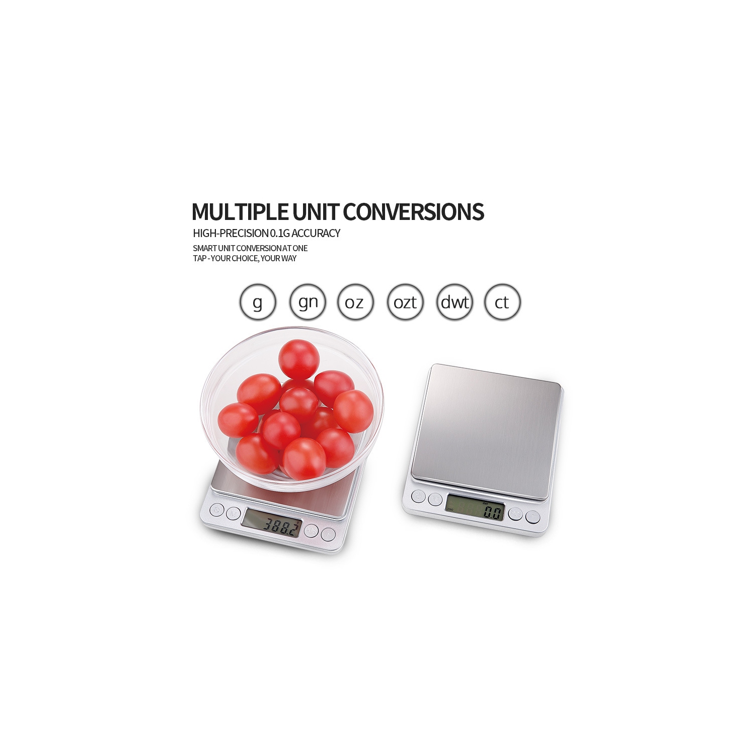 Digital Kitchen Scale, Multi-function Cooking Food Scale, Backlit LCD Display, 500g/0.01g Mini Pocket Pearl Treasure Scale with Tare, PCS Function.