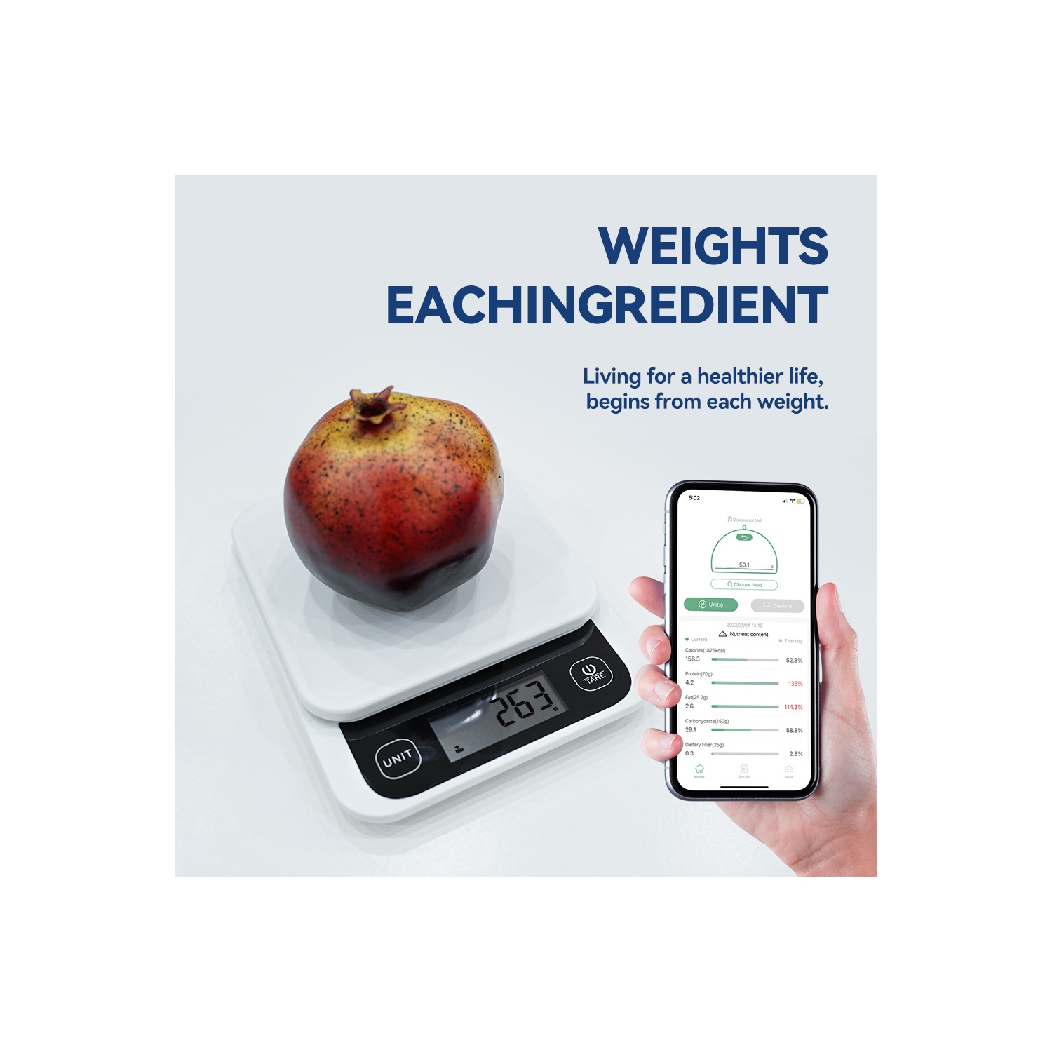 Balance numérique Smart Food pour la cuisine et appareil de pesage des aliments pour la nutrition, la santé, la mise en forme, la cuisson à domicile