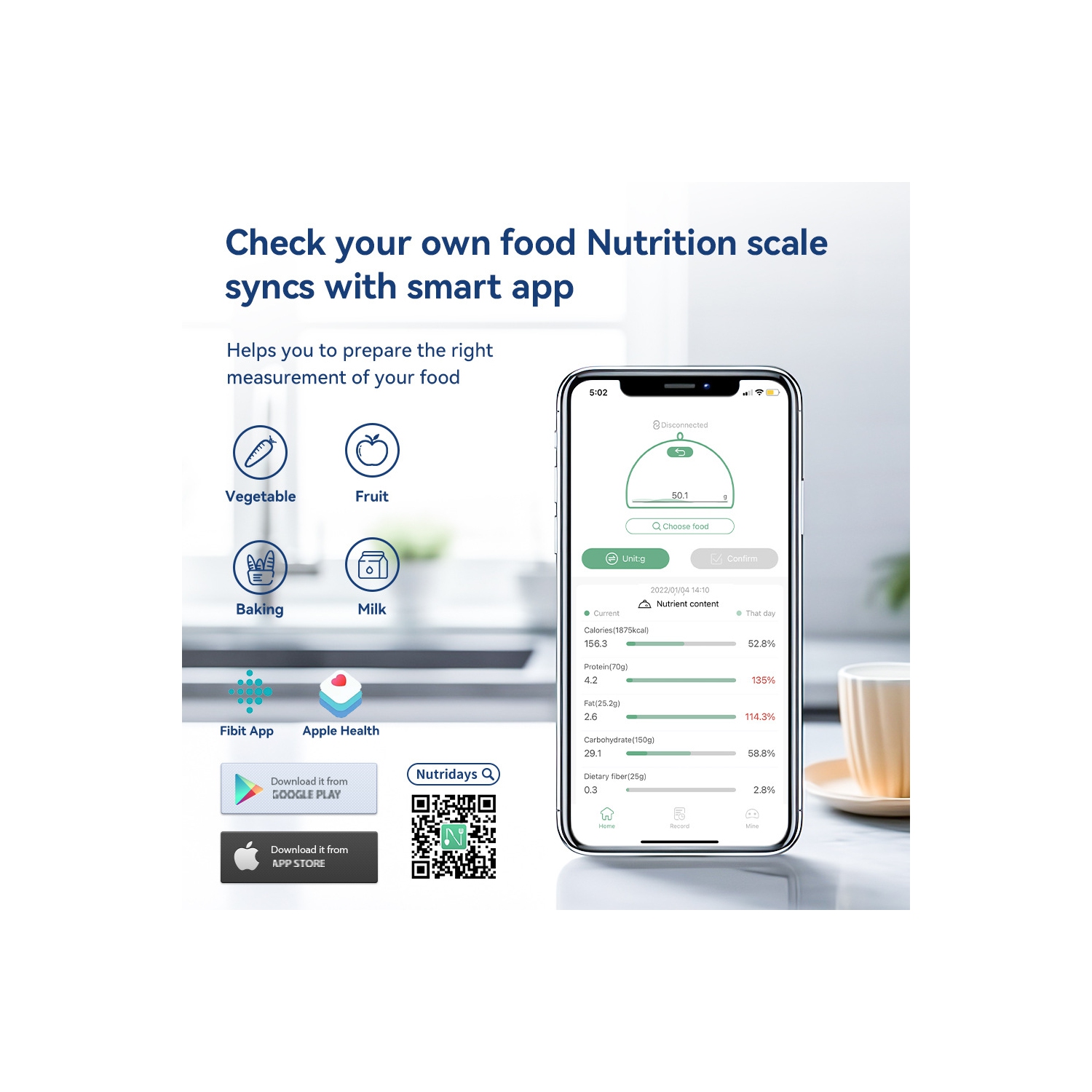 Balance numérique Smart Food pour la cuisine et appareil de pesage des aliments pour la nutrition, la santé, la mise en forme, la cuisson à domicile