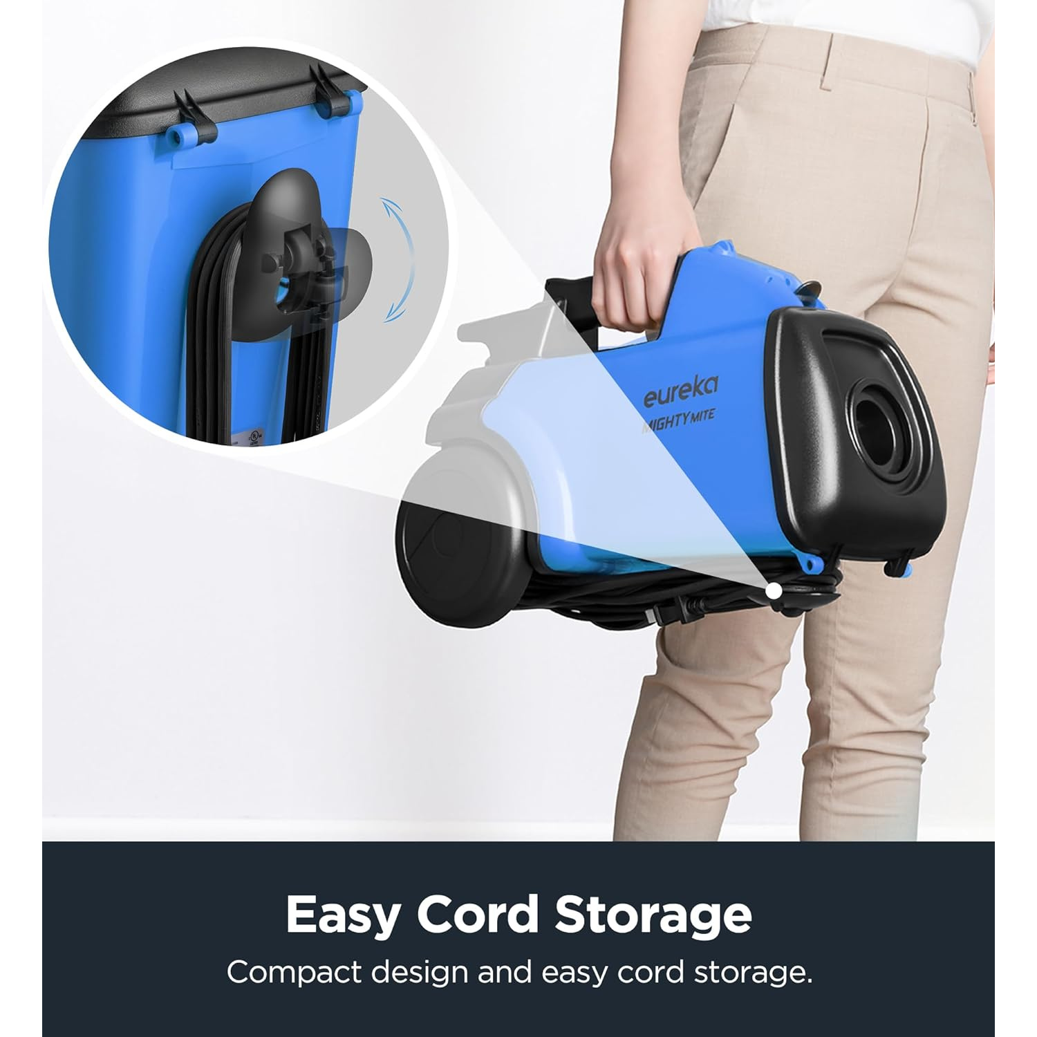 Eureka Mighty Mite Corded Canister Vacuum Cleaner, Lightweight Bagged Vacuum Cleaner Household for Carpets and Hard Floors, Blue, 3670H w/ 2 Dust Bags