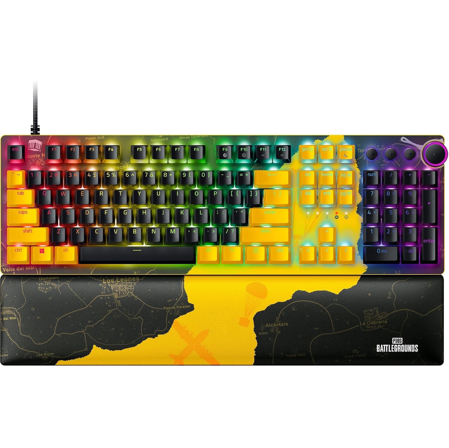 Razer Huntsman V2 Clavier optique de jeu - PUBG: Terrain de bataille Edition - 8000Hz Taux de sondage - Clés multimédia dédiées & Cadran - Interrupteurs optiques linéaires Gen-2