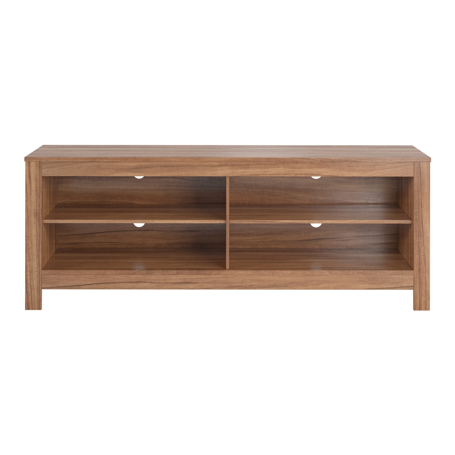 Meuble en bois Norio de Corliving pour téléviseur de 75&nbsp;po et moins avec tablettes de rangement ouvertes, console multimédia moderne pour le