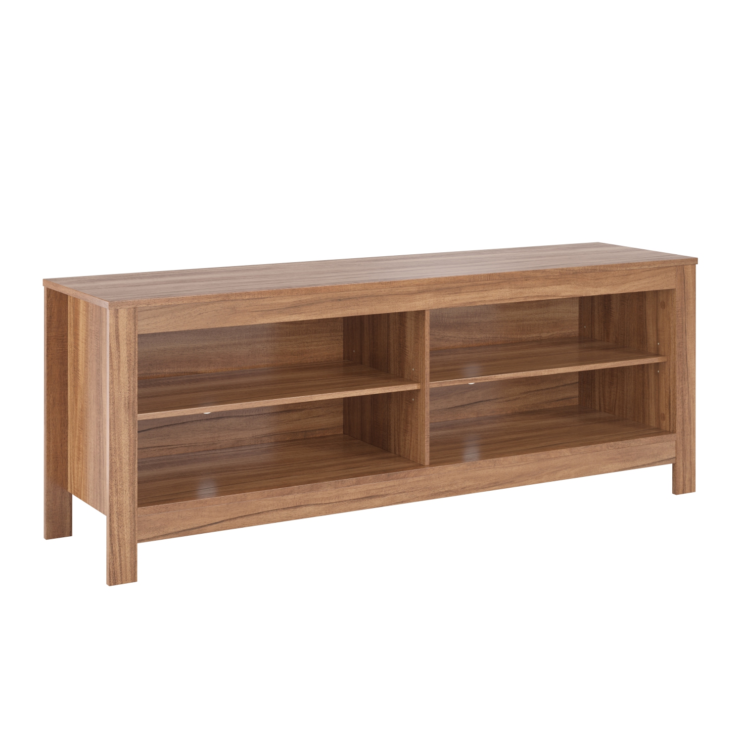 Meuble en bois Norio de Corliving pour téléviseur de 75&nbsp;po et moins avec tablettes de rangement ouvertes, console multimédia moderne pour le