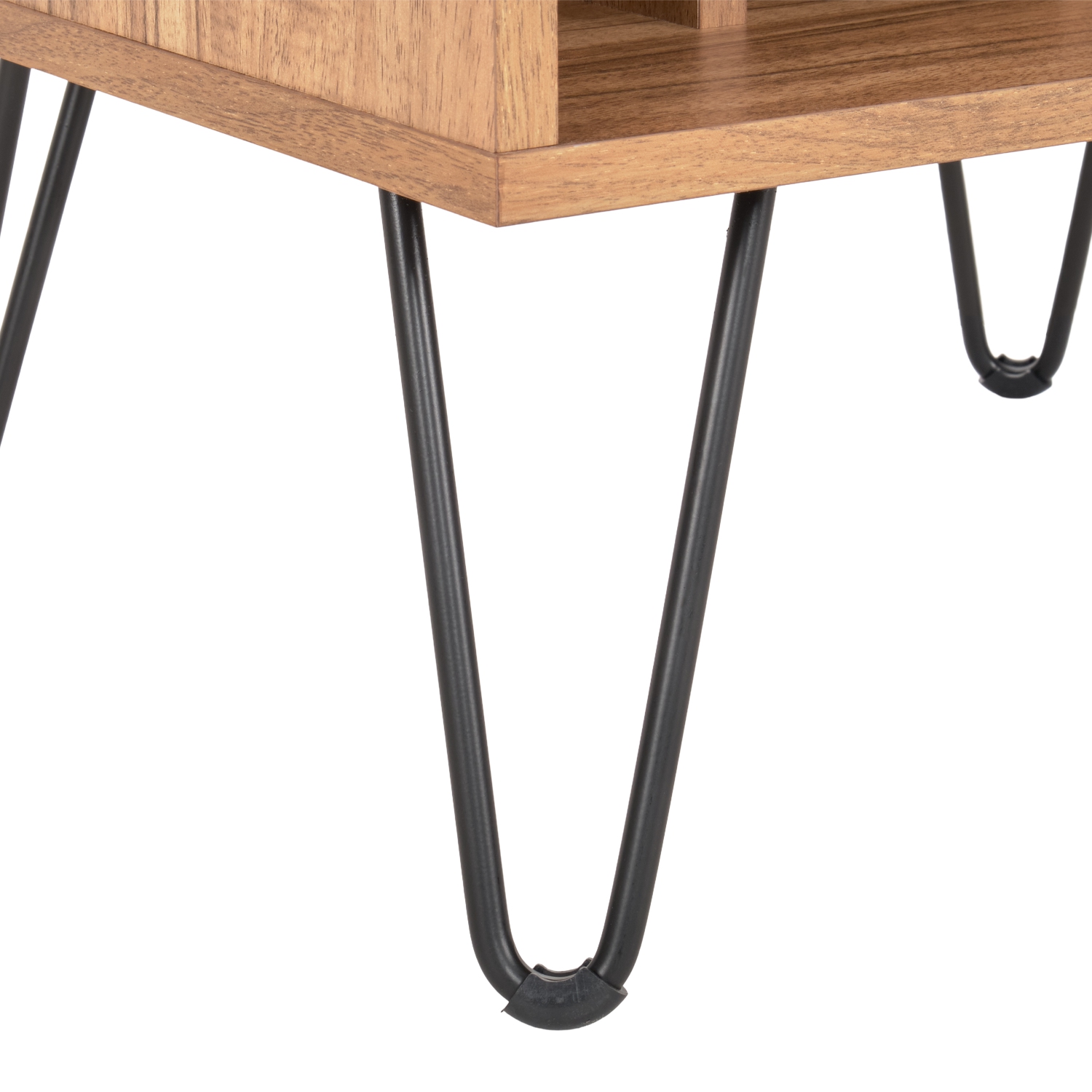 Meuble multimédia en bois d'ingénierie Vintora avec tourne-disque et tablettes ouvertes de CorLiving