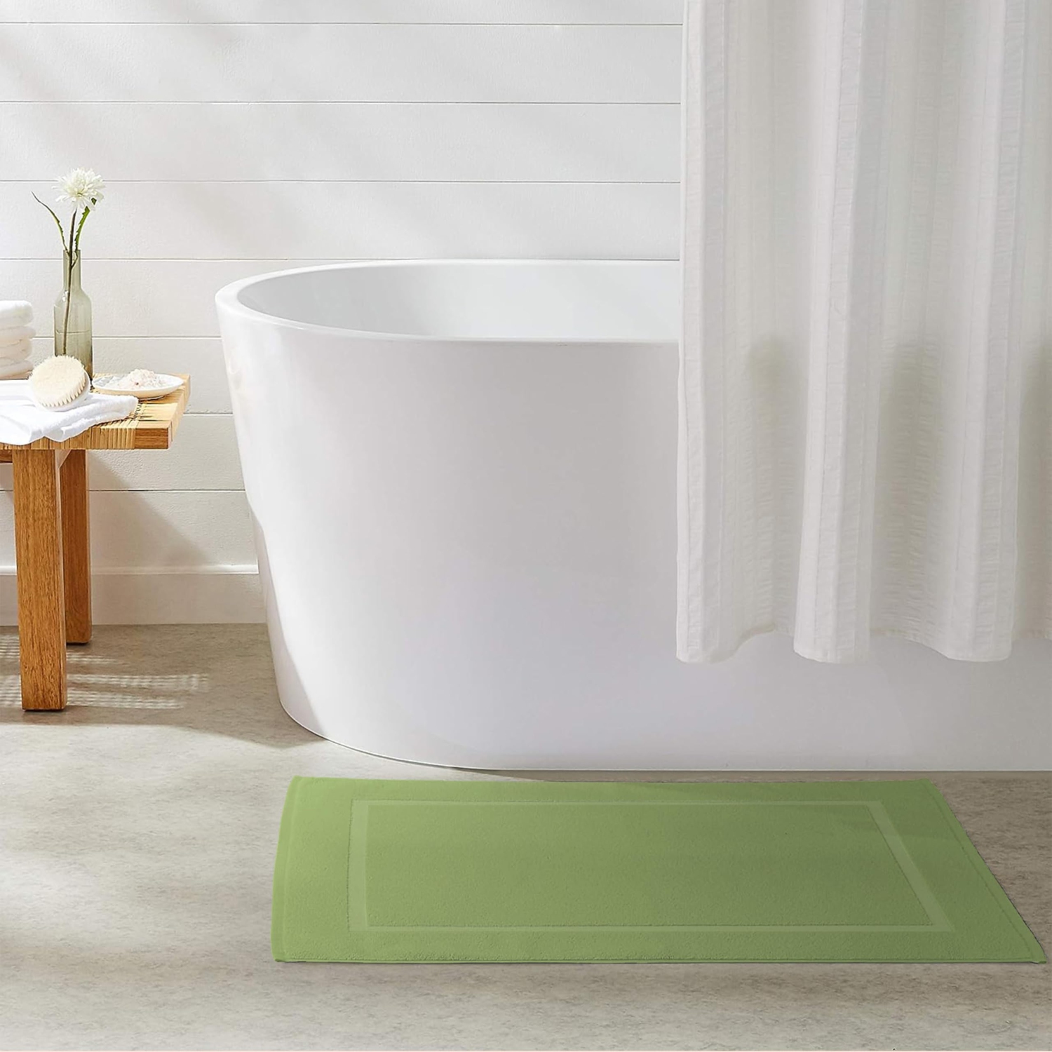 Tapis de bain Yukon en lin canadien, paq. 2, 20 x 34 po, lavable, doux, séchage rapide, cadre photo, vert sauge