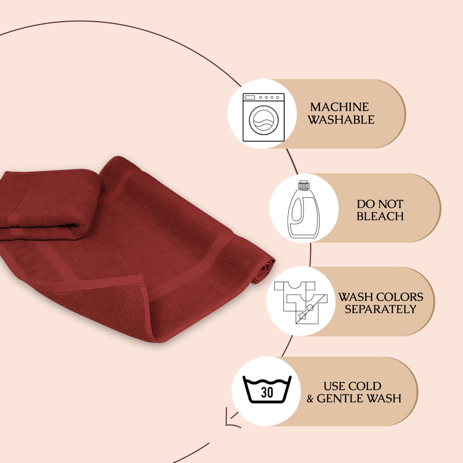 Tapis de bain Canadian Linen Yukon, paq. 2, 20 x 34&nbsp;po, coton doux et absorbant, séchage rapide, lavable, motif cadre photo, bourgogne