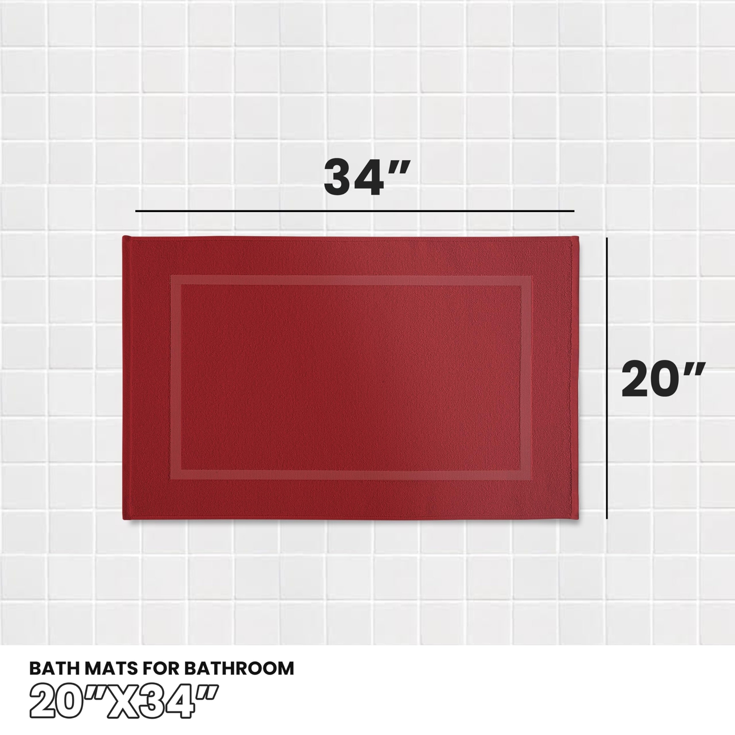 Tapis de bain Canadian Linen Yukon, paq. 2, 20 x 34&nbsp;po, coton doux et absorbant, séchage rapide, lavable, motif cadre photo, bourgogne