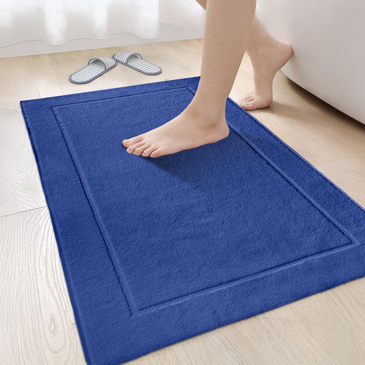 Tapis de bain Canadian Linen Yukon, léger, 20 x 34&nbsp;po, séchage rapide, coton doux et absorbant, pour cadre photo de salle de bain, prune, paq. 2