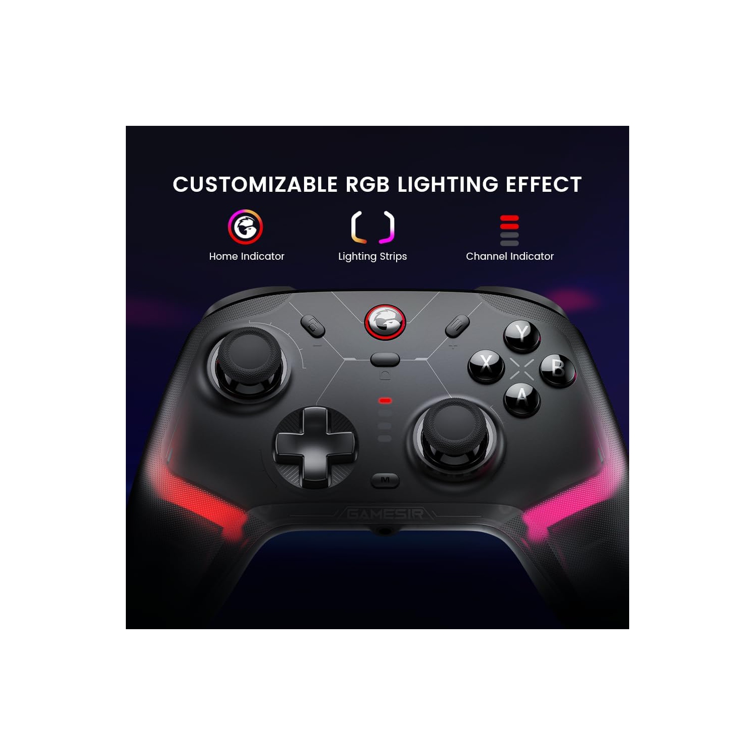 Manette Cyclone 2 de GameSir pour PC avec manches TMR Mag-Res, éclairage RVB et station de recharge pour PC, Switch, iOS, Android - Noir