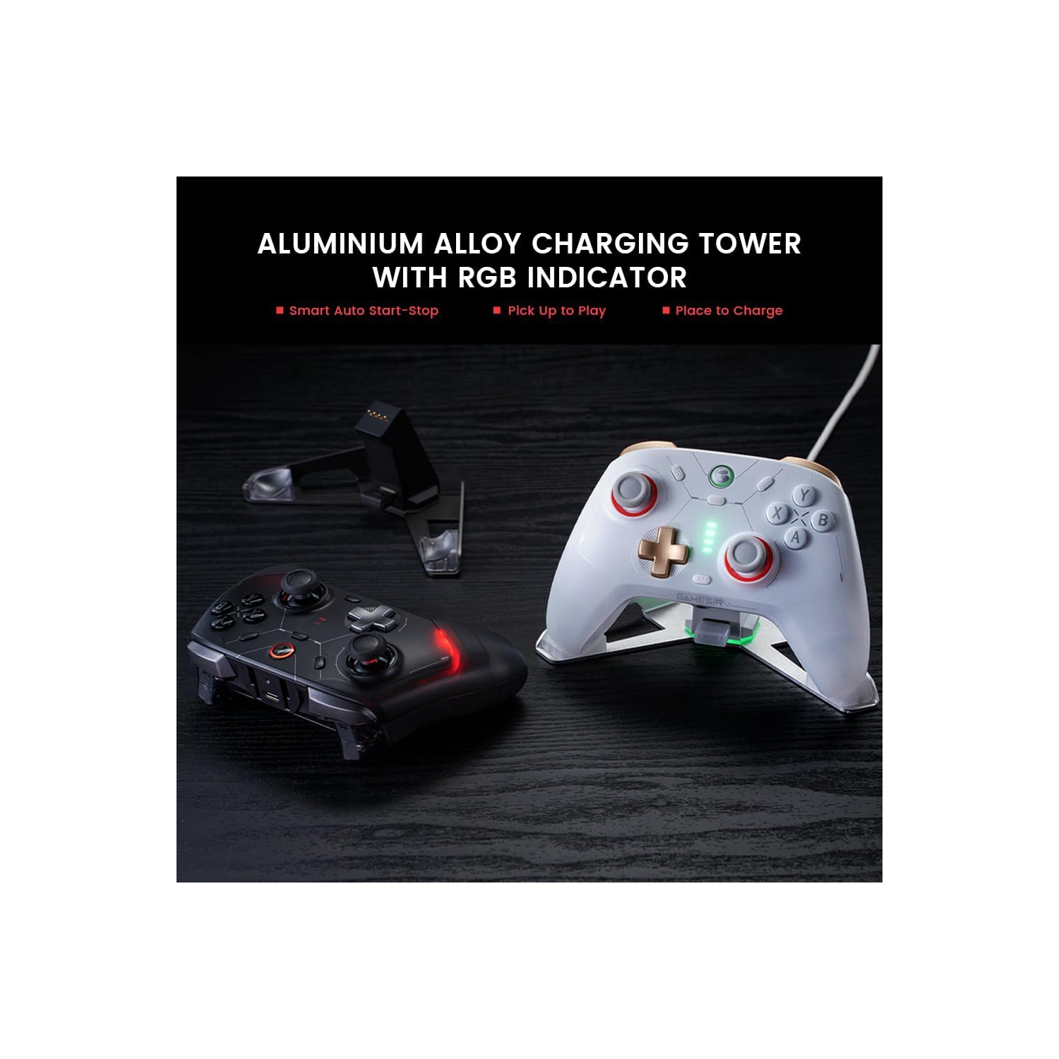 Manette Cyclone 2 de GameSir pour PC avec manches TMR Mag-Res, éclairage RVB et station de recharge pour PC, Switch, iOS, Android - Noir