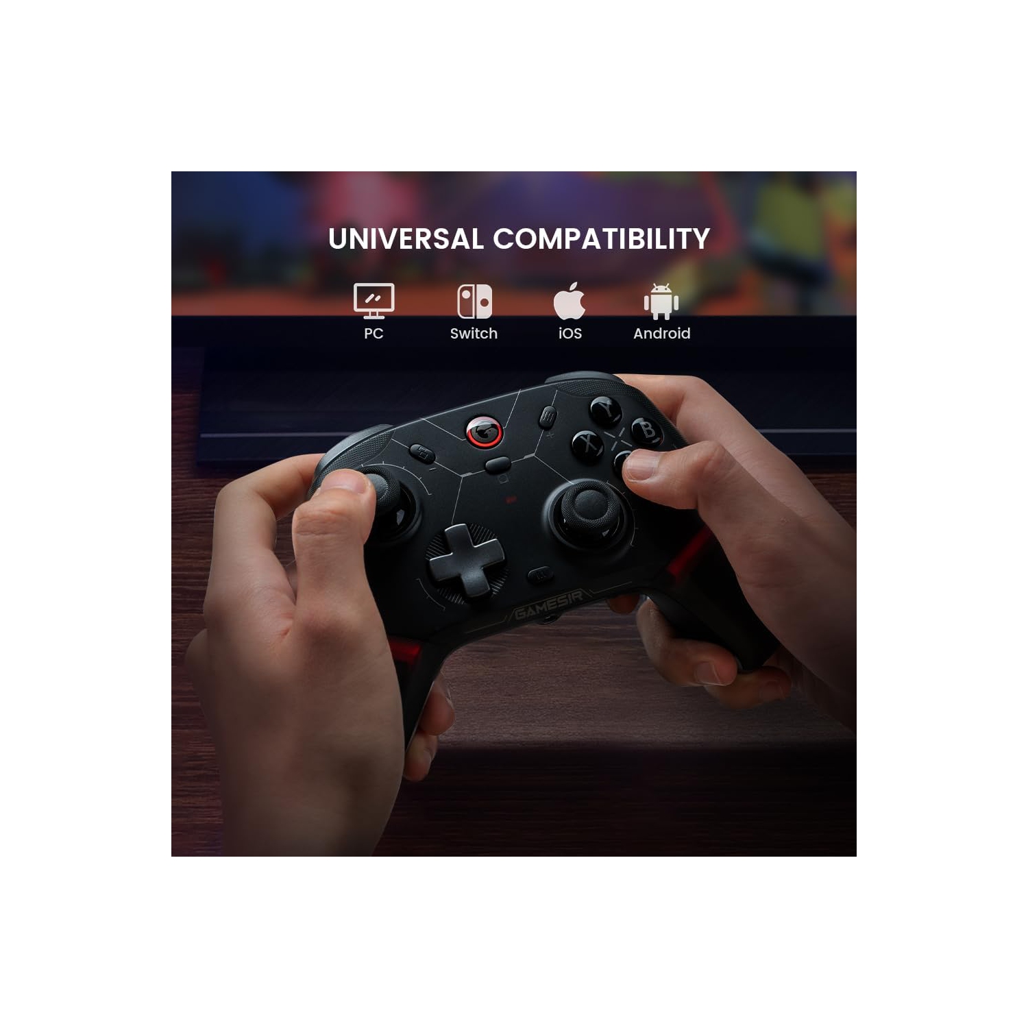 Manette Cyclone 2 de GameSir pour PC avec manches TMR Mag-Res, éclairage RVB et station de recharge pour PC, Switch, iOS, Android - Noir