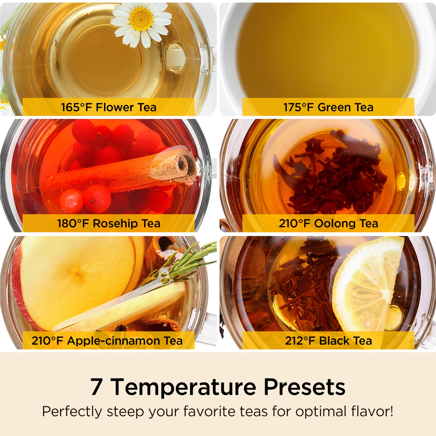 CUCKOO CK-G170BS Electric Glass Kettle with Tea Infuser with 7 Temperature Ranges, 7 LED Lights, 1.7 Liters